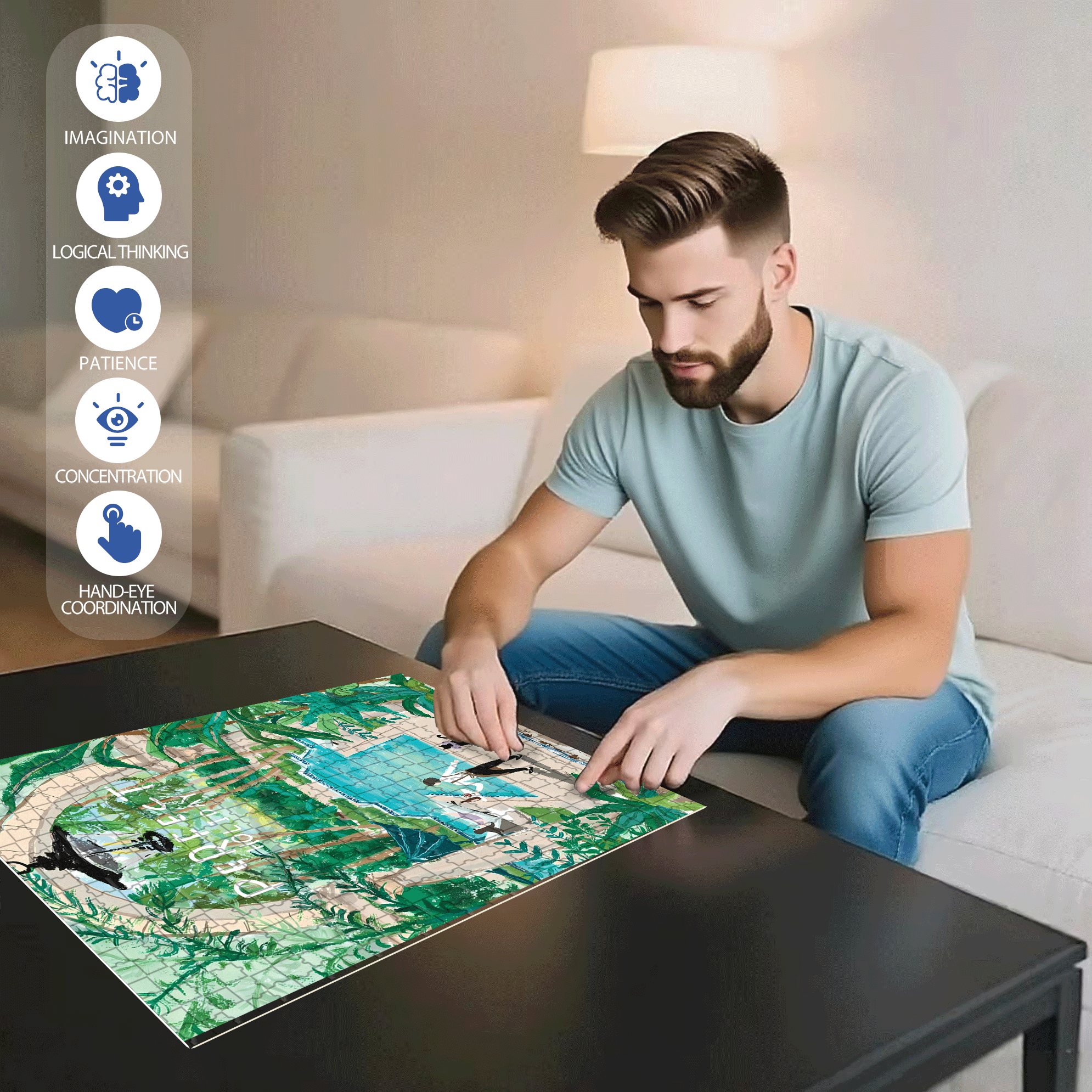The Perfect Holiday 500pcs/1000pcs Jigsaw Puzzle, Scratch-Resistant, Interactive Family Game & Brain-Boosting DIY Decor, Perfect for Halloween, Christmas & New Year Gifts, Family Puzzle Game