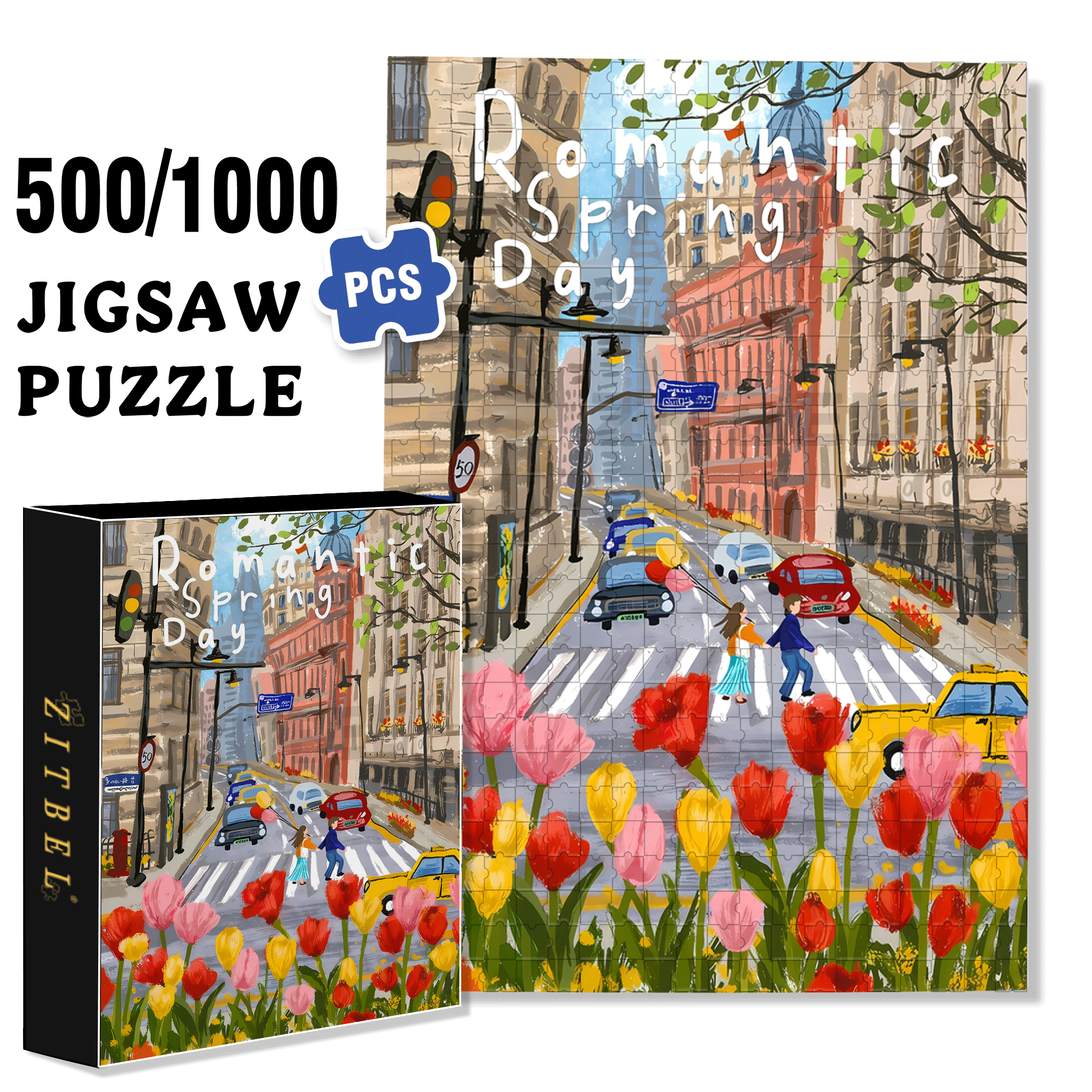 The Tulips Have Bloomed 500pcs/1000pcs Jigsaw Puzzle, Scratch-Resistant, Interactive Family Game & Brain-Boosting DIY Decor, Perfect for Halloween, Christmas & New Year Gifts, Family Puzzle Game
