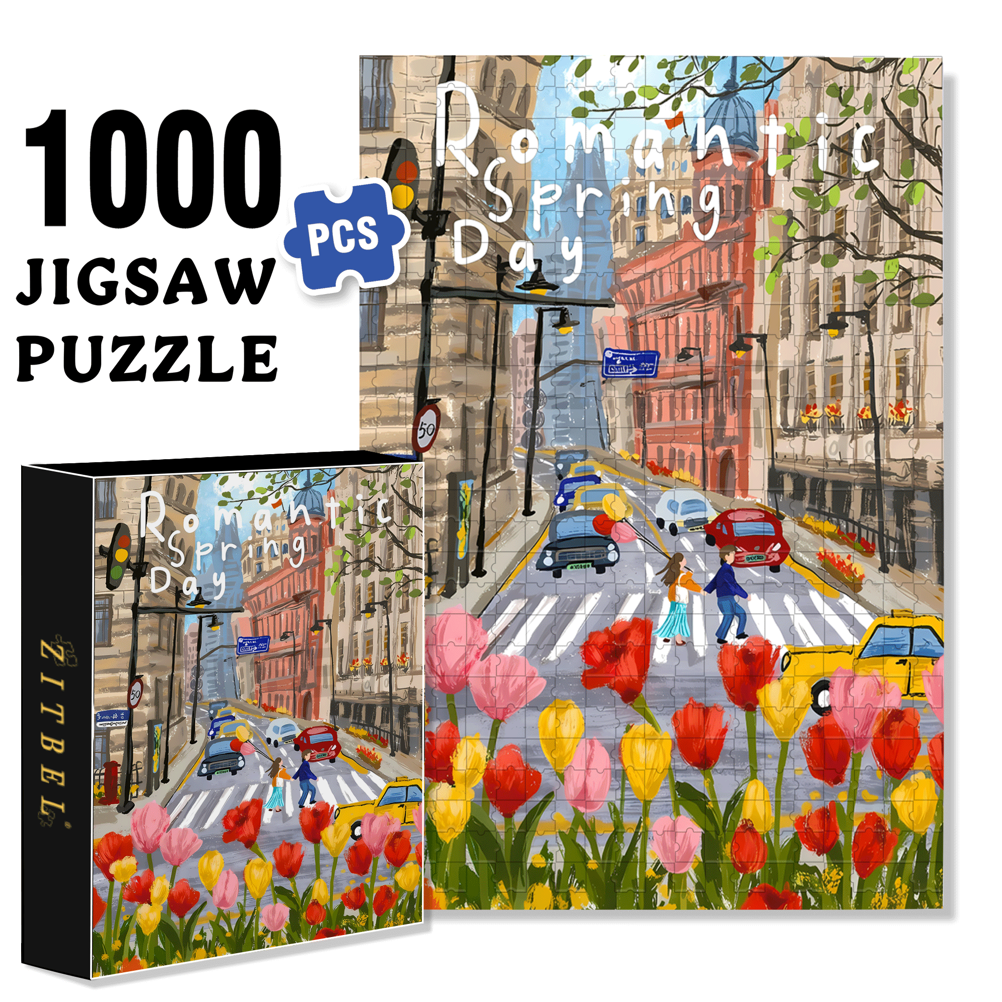 The Tulips Have Bloomed 500pcs/1000pcs Jigsaw Puzzle, Scratch-Resistant, Interactive Family Game & Brain-Boosting DIY Decor, Perfect for Halloween, Christmas & New Year Gifts, Family Puzzle Game