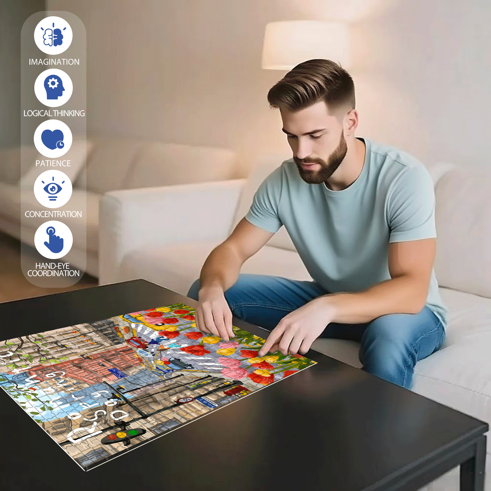 The Tulips Have Bloomed 500pcs/1000pcs Jigsaw Puzzle, Scratch-Resistant, Interactive Family Game & Brain-Boosting DIY Decor, Perfect for Halloween, Christmas & New Year Gifts, Family Puzzle Game