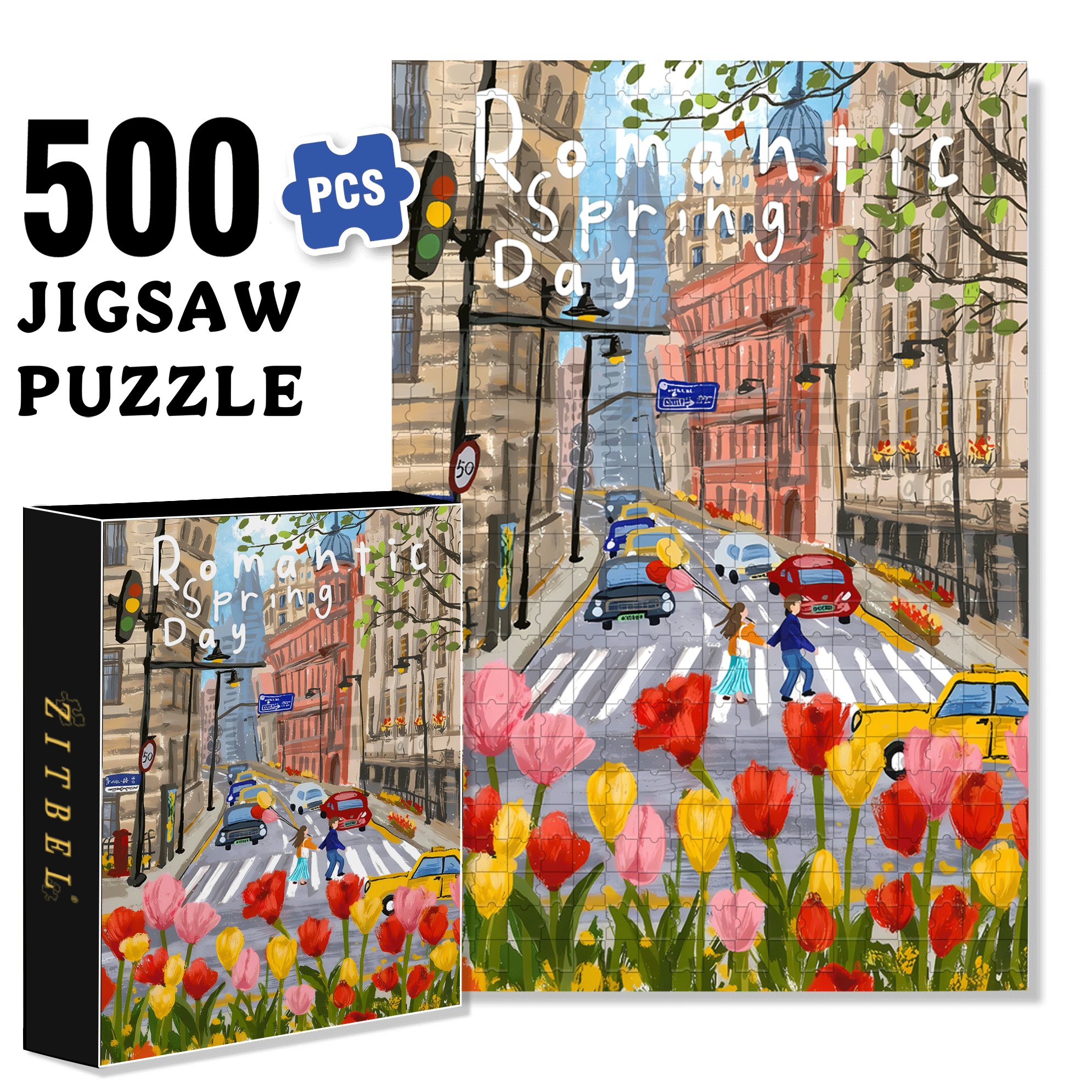 The Tulips Have Bloomed 500pcs/1000pcs Jigsaw Puzzle, Scratch-Resistant, Interactive Family Game & Brain-Boosting DIY Decor, Perfect for Halloween, Christmas & New Year Gifts, Family Puzzle Game