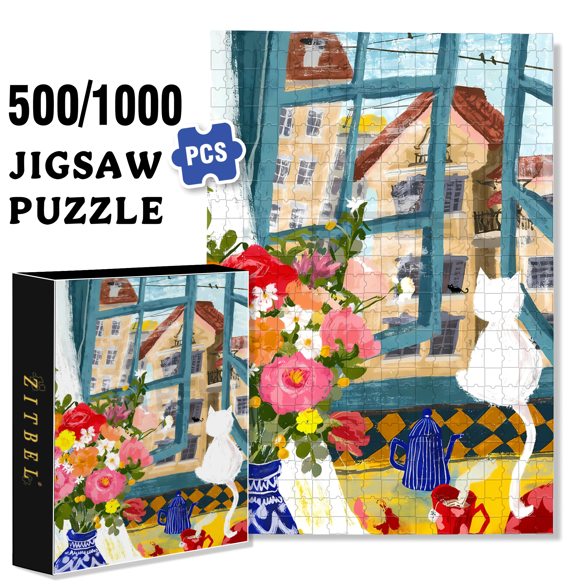 The World Outside The Window 500pcs/1000pcs Jigsaw Puzzle, Scratch-Resistant, Interactive Family Game & Brain-Boosting DIY Decor, Perfect for Halloween, Christmas & New Year Gifts, Family Puzzle Game