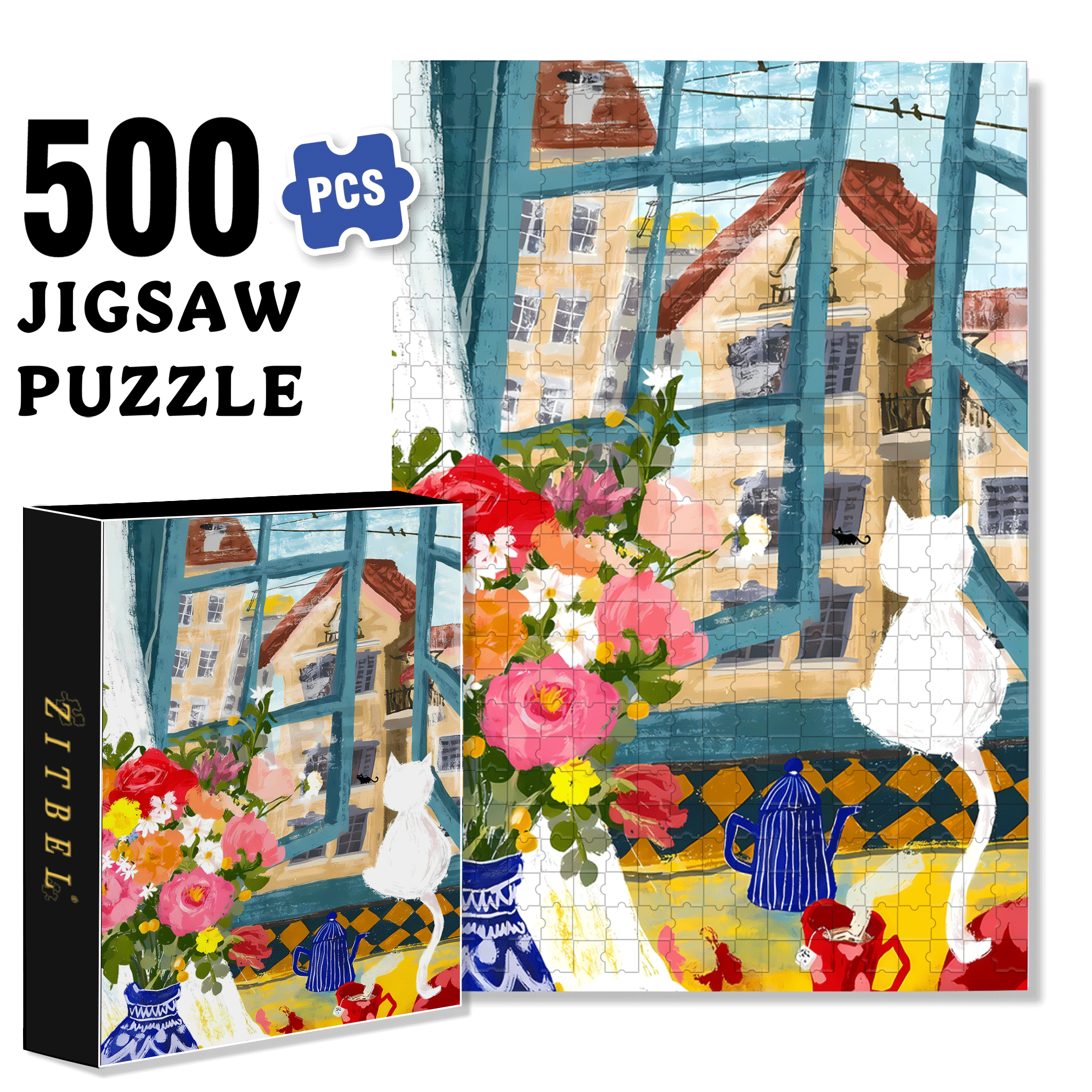 The World Outside The Window 500pcs/1000pcs Jigsaw Puzzle, Scratch-Resistant, Interactive Family Game & Brain-Boosting DIY Decor, Perfect for Halloween, Christmas & New Year Gifts, Family Puzzle Game