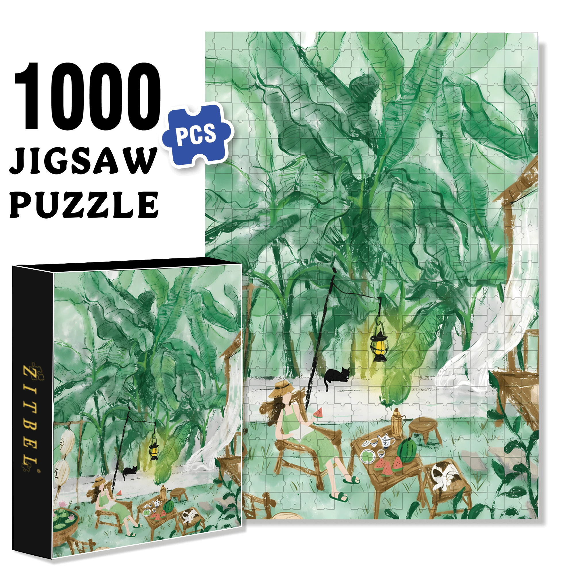 Under The Banana Tree 500pcs/1000pcs Jigsaw Puzzle, Scratch-Resistant, Interactive Family Game & Brain-Boosting DIY Decor, Perfect for Halloween, Christmas & New Year Gifts, Family Puzzle Game