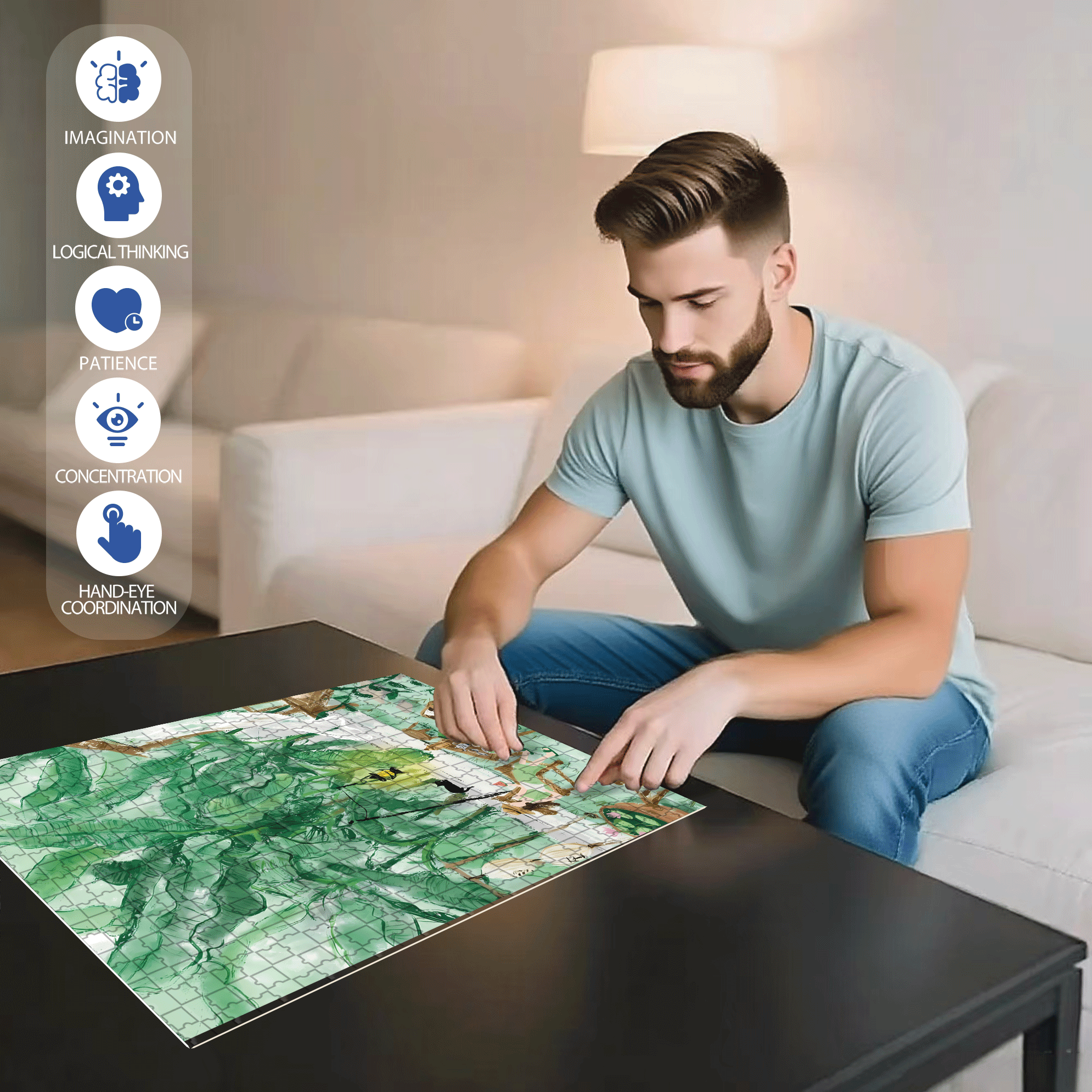 Under The Banana Tree 500pcs/1000pcs Jigsaw Puzzle, Scratch-Resistant, Interactive Family Game & Brain-Boosting DIY Decor, Perfect for Halloween, Christmas & New Year Gifts, Family Puzzle Game