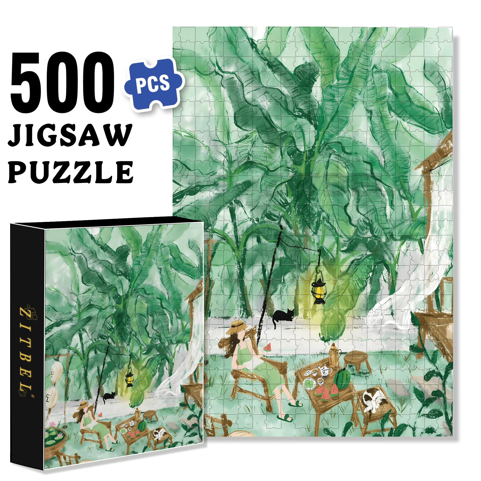 Under The Banana Tree 500pcs/1000pcs Jigsaw Puzzle, Scratch-Resistant, Interactive Family Game & Brain-Boosting DIY Decor, Perfect for Halloween, Christmas & New Year Gifts, Family Puzzle Game