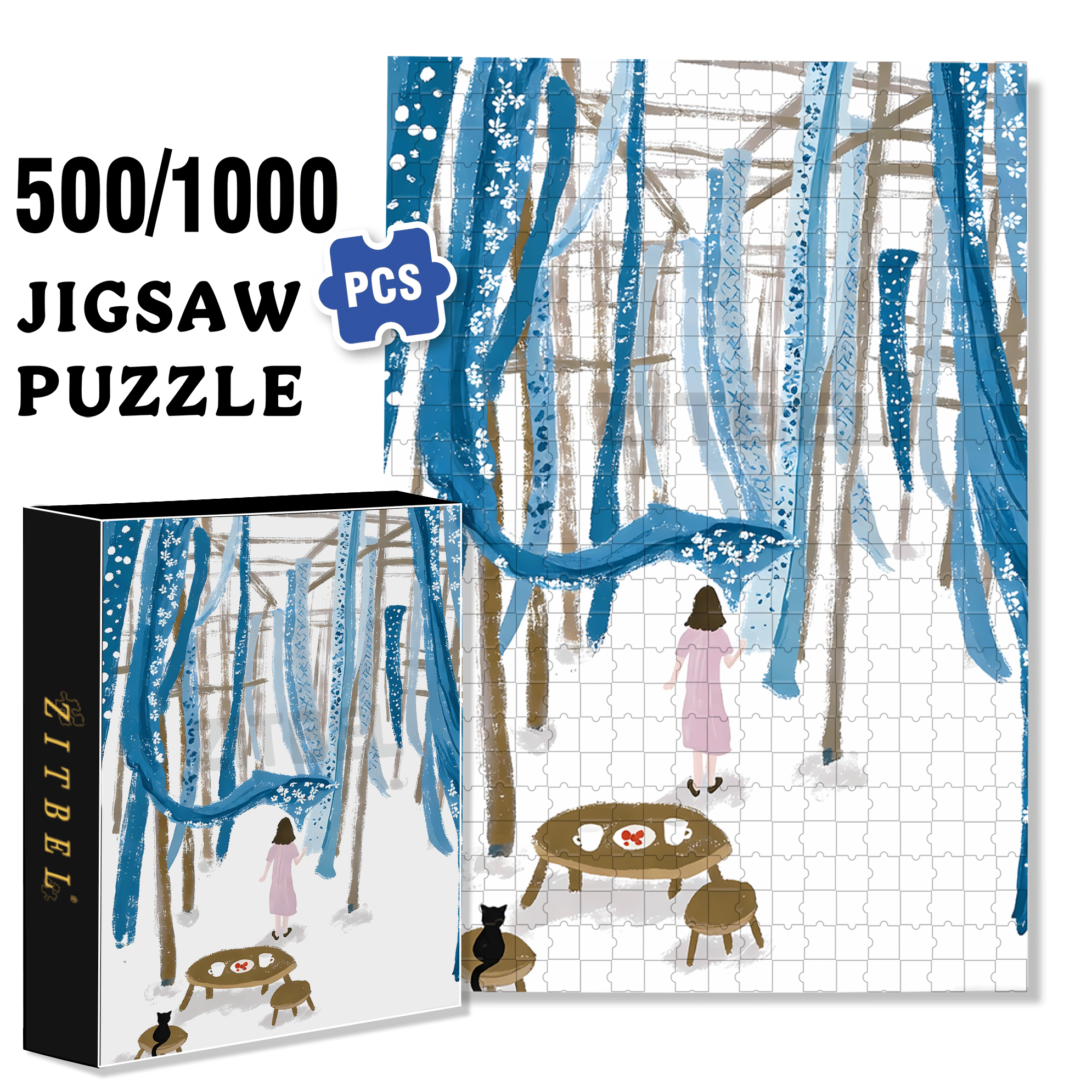 Wait For The Wind 500pcs/1000pcs Jigsaw Puzzle, Scratch-Resistant, Interactive Family Game & Brain-Boosting DIY Decor, Perfect for Halloween, Christmas & New Year Gifts, Family Puzzle Game