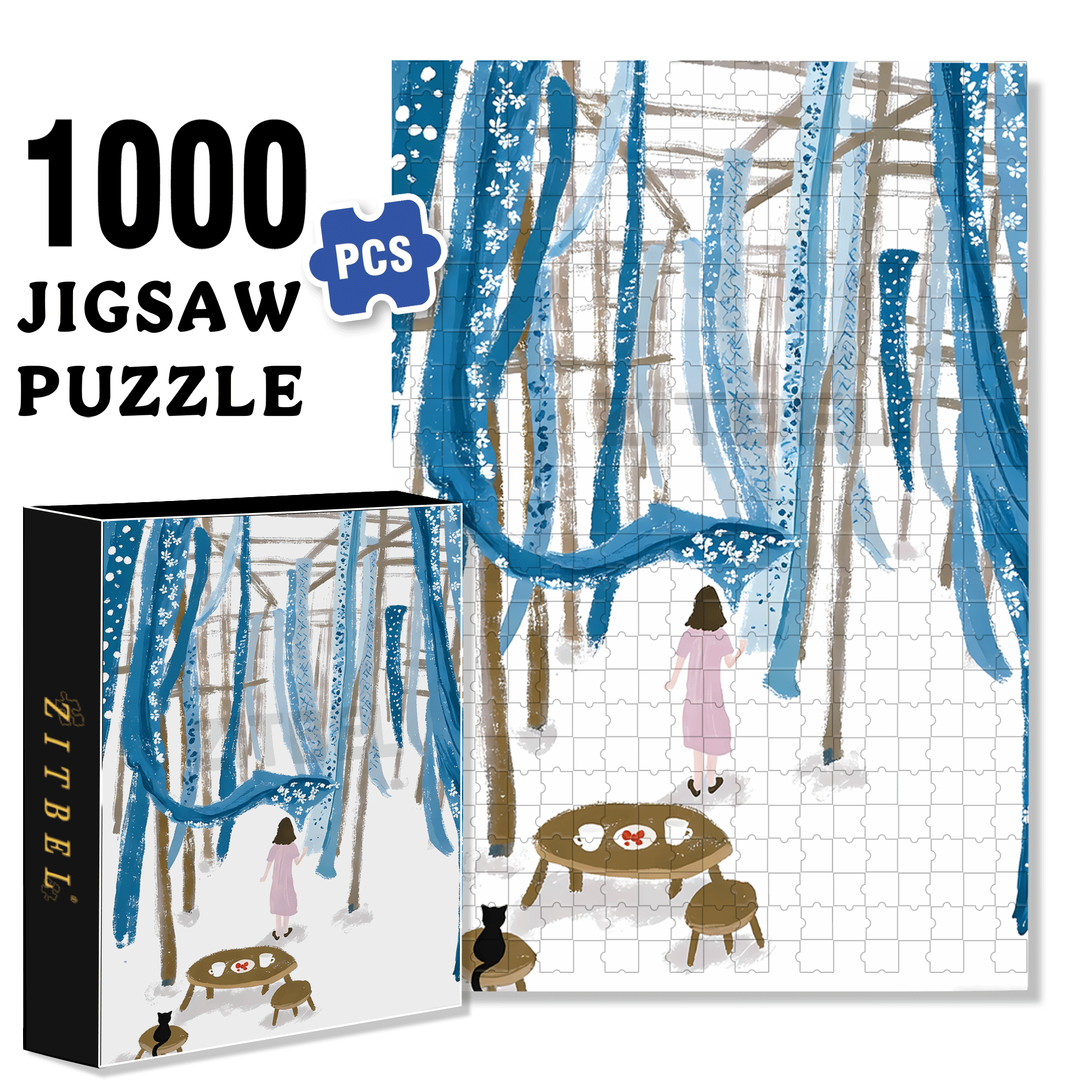 Wait For The Wind 500pcs/1000pcs Jigsaw Puzzle, Scratch-Resistant, Interactive Family Game & Brain-Boosting DIY Decor, Perfect for Halloween, Christmas & New Year Gifts, Family Puzzle Game