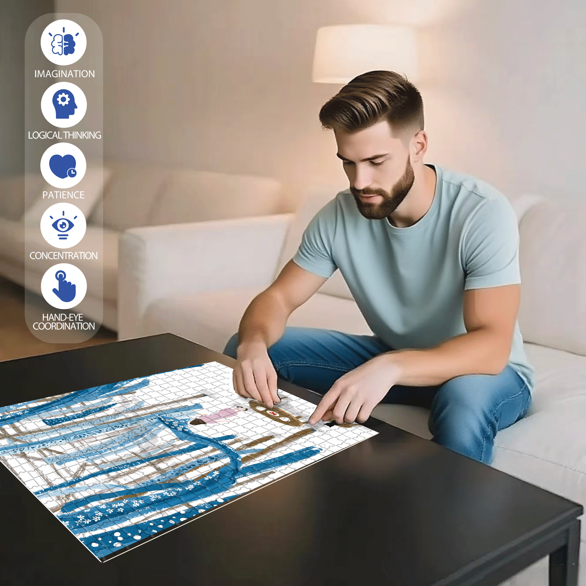 Wait For The Wind 500pcs/1000pcs Jigsaw Puzzle, Scratch-Resistant, Interactive Family Game & Brain-Boosting DIY Decor, Perfect for Halloween, Christmas & New Year Gifts, Family Puzzle Game