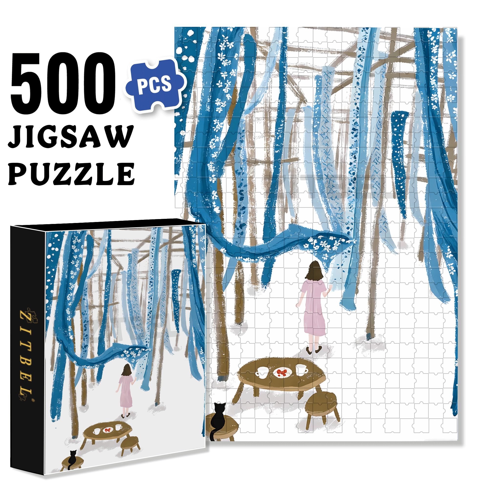 Wait For The Wind 500pcs/1000pcs Jigsaw Puzzle, Scratch-Resistant, Interactive Family Game & Brain-Boosting DIY Decor, Perfect for Halloween, Christmas & New Year Gifts, Family Puzzle Game