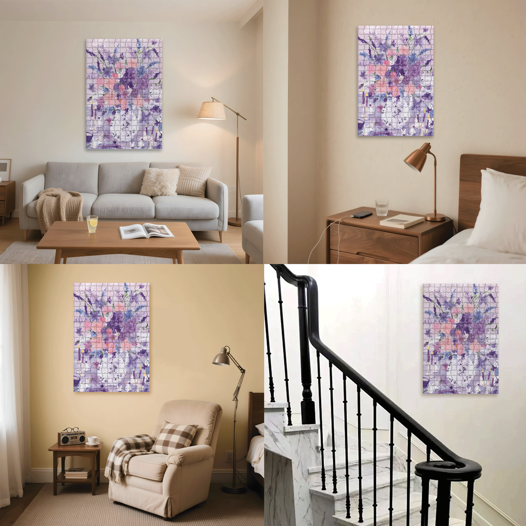 Warm Purple 500pcs/1000pcs Jigsaw Puzzle, Scratch-Resistant, Interactive Family Game & Brain-Boosting DIY Decor, Perfect for Halloween, Christmas & New Year Gifts, Family Puzzle Game