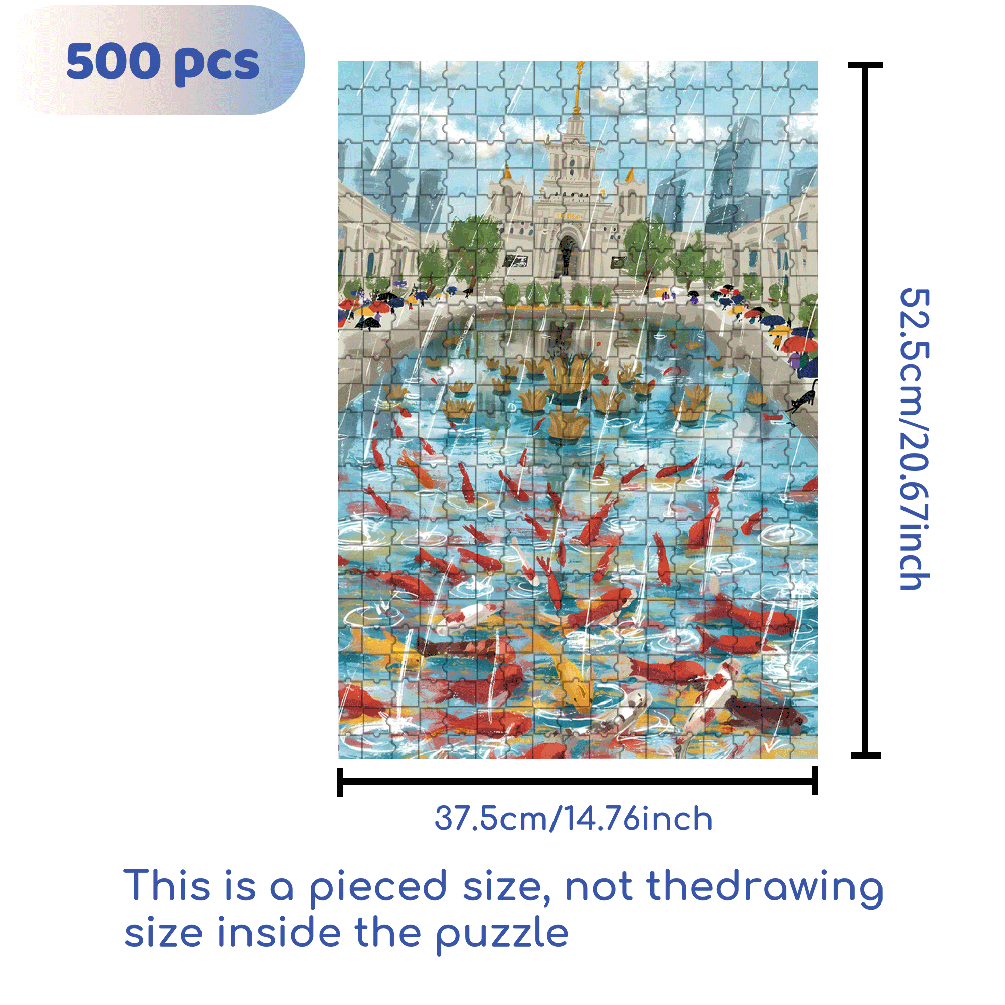 Watching Fish On Rainy Days 500pcs/1000pcs Jigsaw Puzzle, Scratch-Resistant, Interactive Family Game & Brain-Boosting DIY Decor, Perfect for Halloween, Christmas & New Year Gifts, Family Puzzle Game