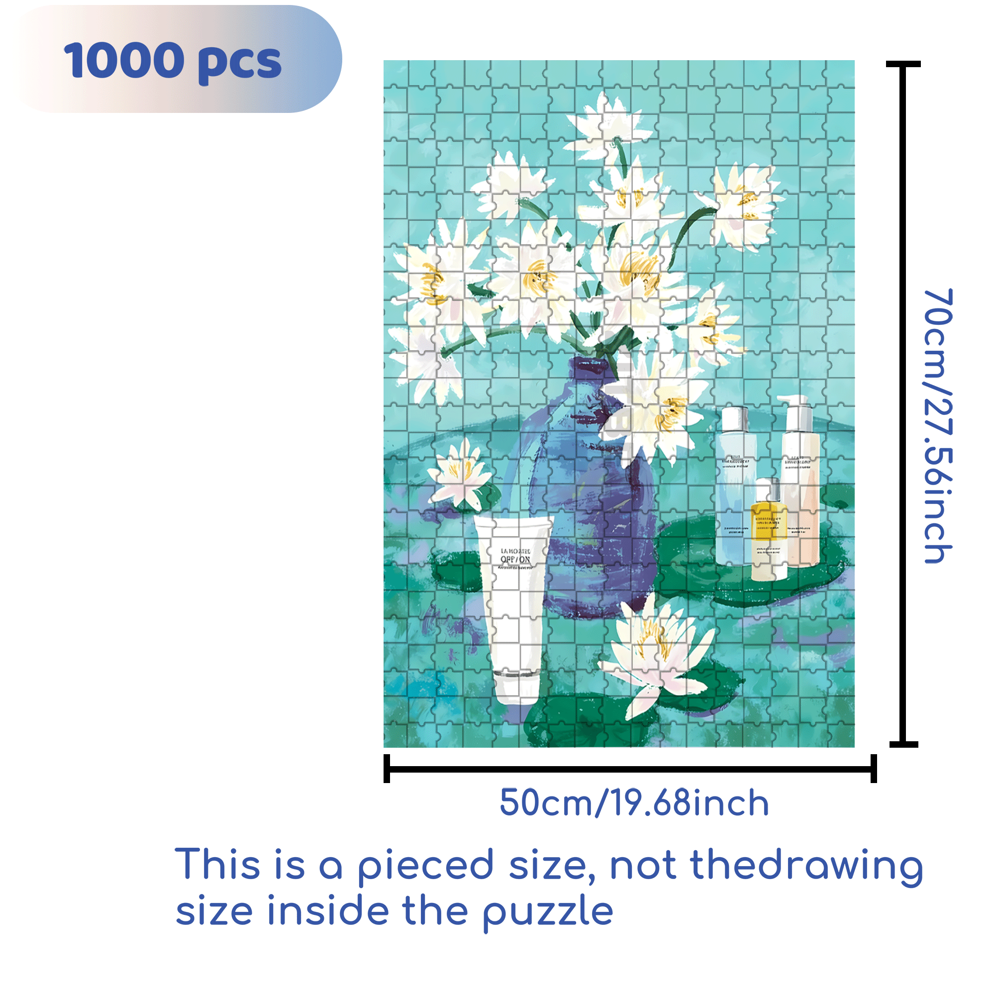 Water Lilies And Skincare 500pcs/1000pcs Jigsaw Puzzle, Scratch-Resistant, Interactive Family Game & Brain-Boosting DIY Decor, Perfect for Halloween, Christmas & New Year Gifts, Family Puzzle Game