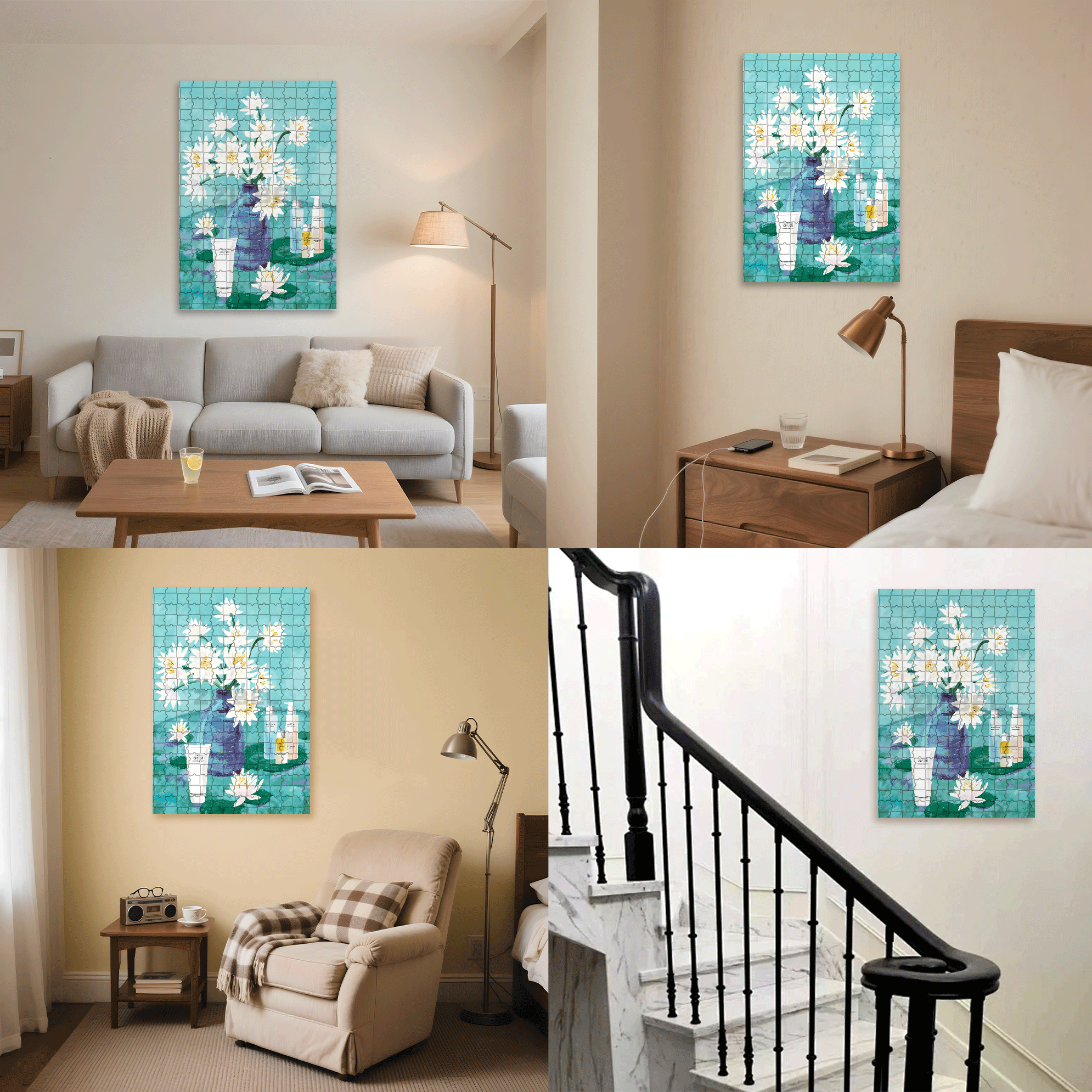Water Lilies And Skincare 500pcs/1000pcs Jigsaw Puzzle, Scratch-Resistant, Interactive Family Game & Brain-Boosting DIY Decor, Perfect for Halloween, Christmas & New Year Gifts, Family Puzzle Game