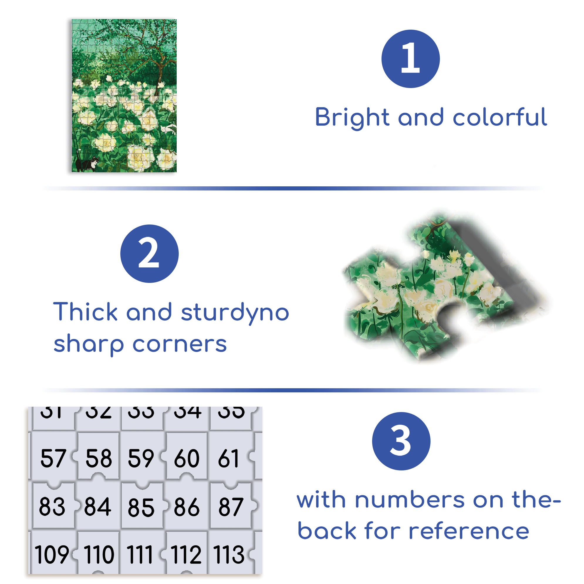 White Rose Garden 500pcs/1000pcs Jigsaw Puzzle, Scratch-Resistant, Interactive Family Game & Brain-Boosting DIY Decor, Perfect for Halloween, Christmas & New Year Gifts, Family Puzzle Game