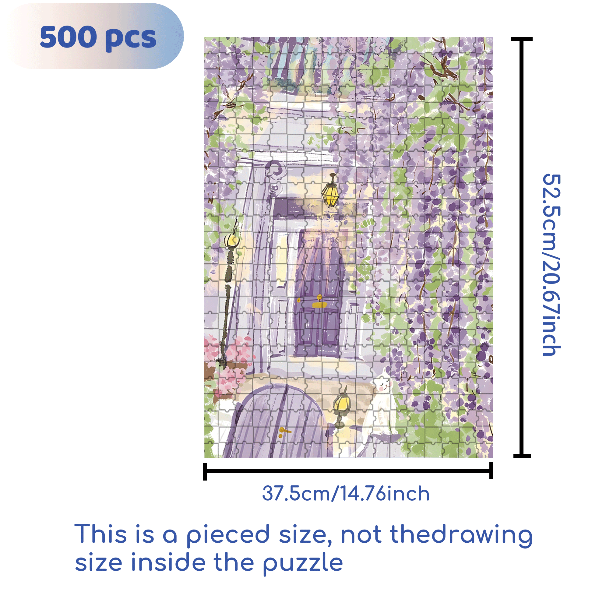 Wisteria Garden 500pcs/1000pcs Jigsaw Puzzle, Scratch-Resistant, Interactive Family Game & Brain-Boosting DIY Decor, Perfect for Halloween, Christmas & New Year Gifts, Family Puzzle Game