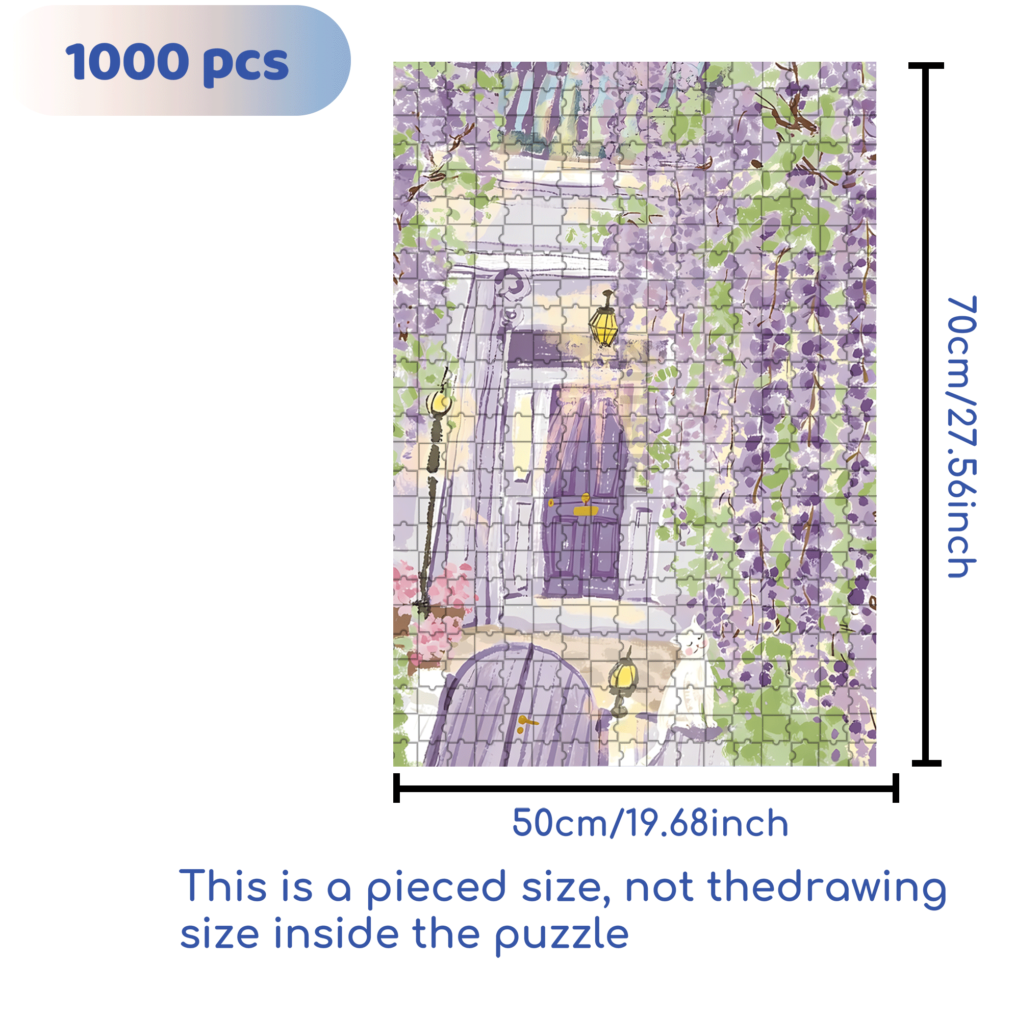 Wisteria Garden 500pcs/1000pcs Jigsaw Puzzle, Scratch-Resistant, Interactive Family Game & Brain-Boosting DIY Decor, Perfect for Halloween, Christmas & New Year Gifts, Family Puzzle Game