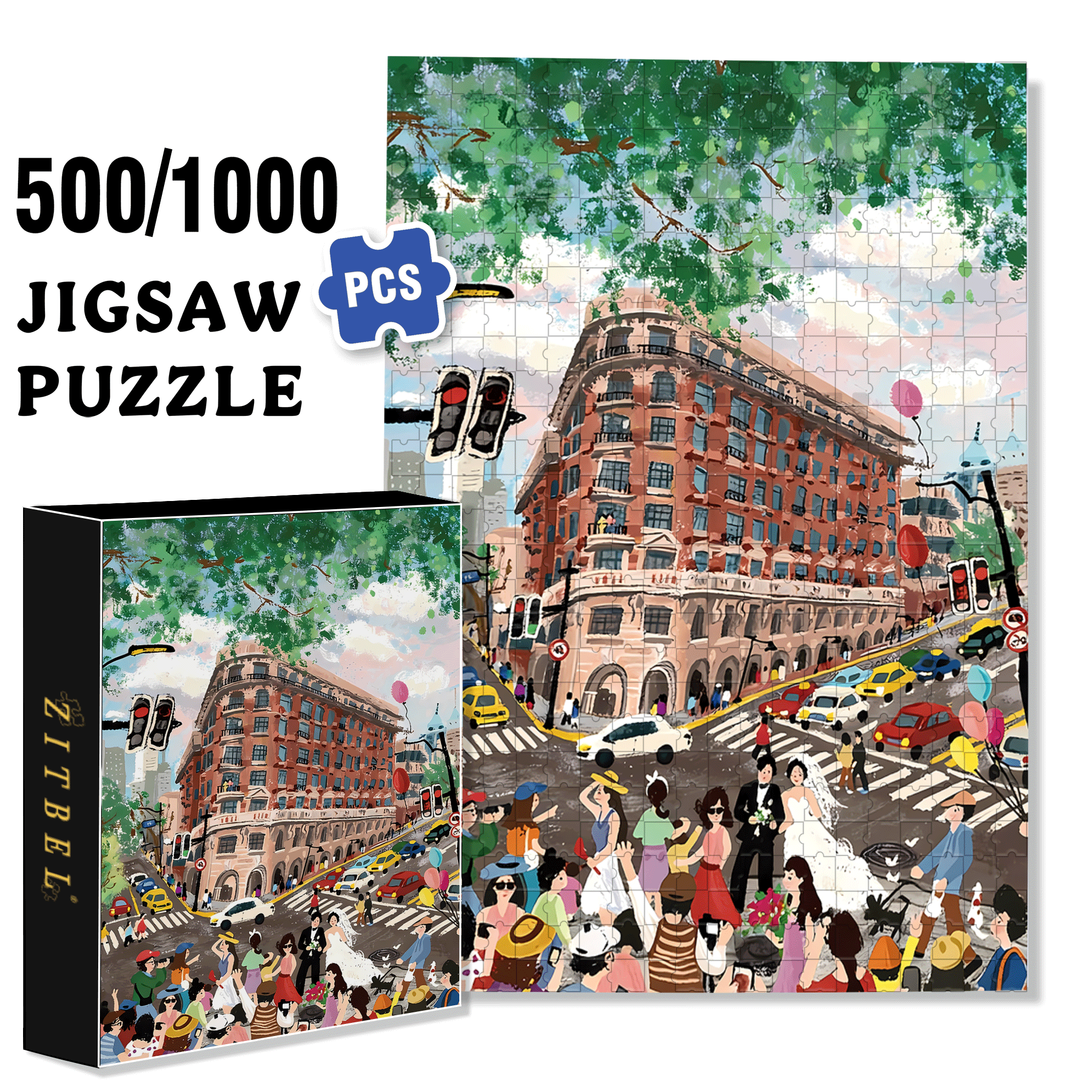 Wukang Building 500pcs/1000pcs Jigsaw Puzzle, Scratch-Resistant, Interactive Family Game & Brain-Boosting DIY Decor, Perfect for Halloween, Christmas & New Year Gifts, Family Puzzle Game