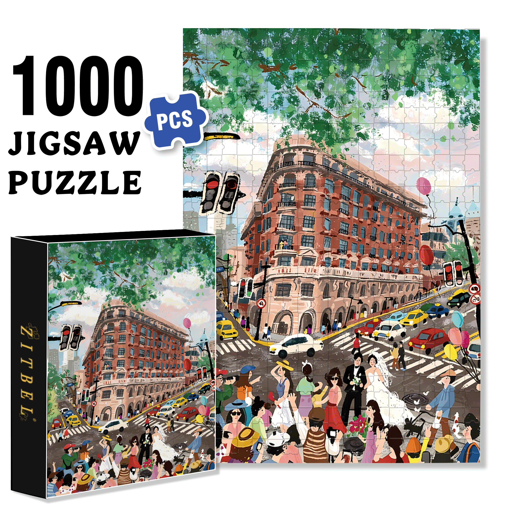 Wukang Building 500pcs/1000pcs Jigsaw Puzzle, Scratch-Resistant, Interactive Family Game & Brain-Boosting DIY Decor, Perfect for Halloween, Christmas & New Year Gifts, Family Puzzle Game