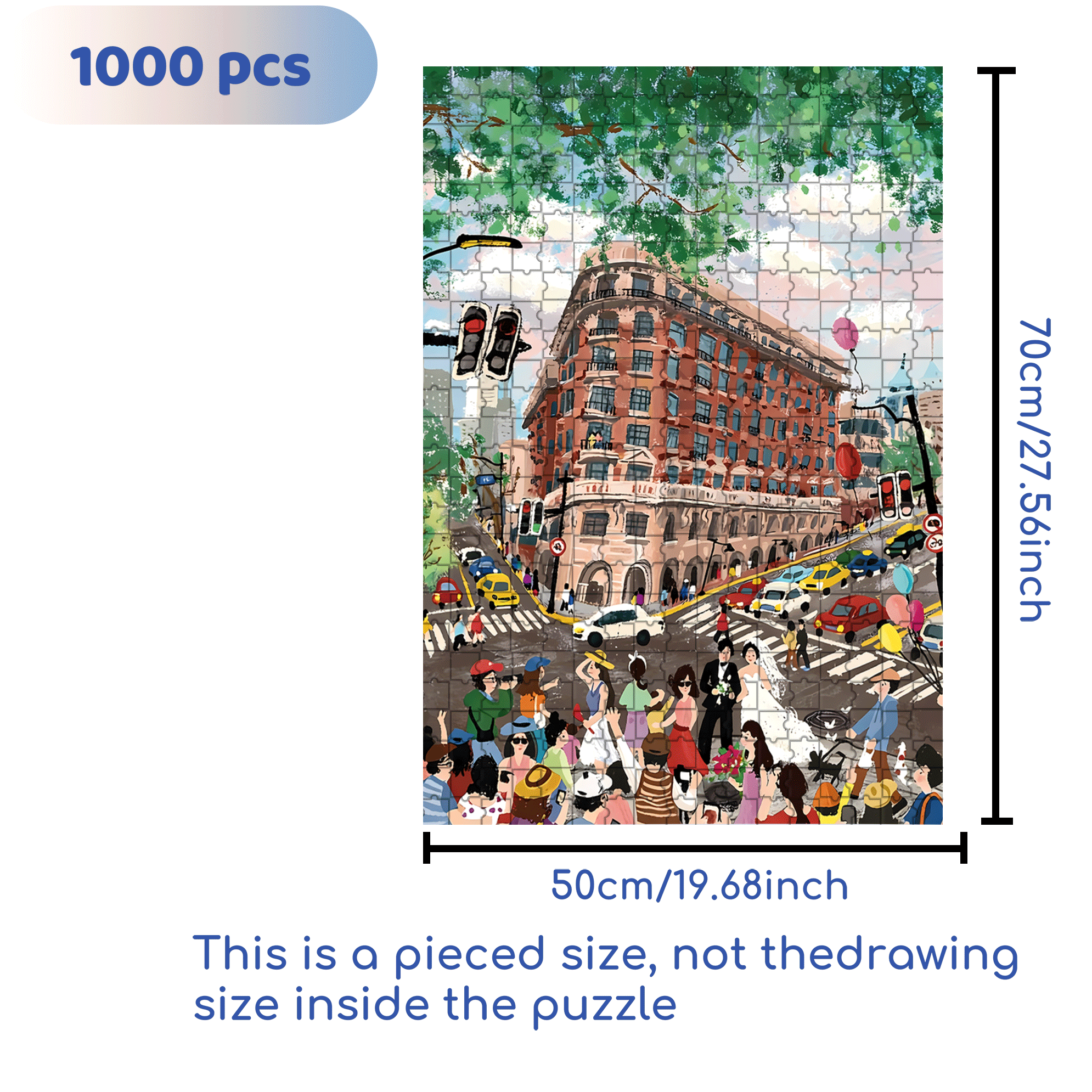 Wukang Building 500pcs/1000pcs Jigsaw Puzzle, Scratch-Resistant, Interactive Family Game & Brain-Boosting DIY Decor, Perfect for Halloween, Christmas & New Year Gifts, Family Puzzle Game