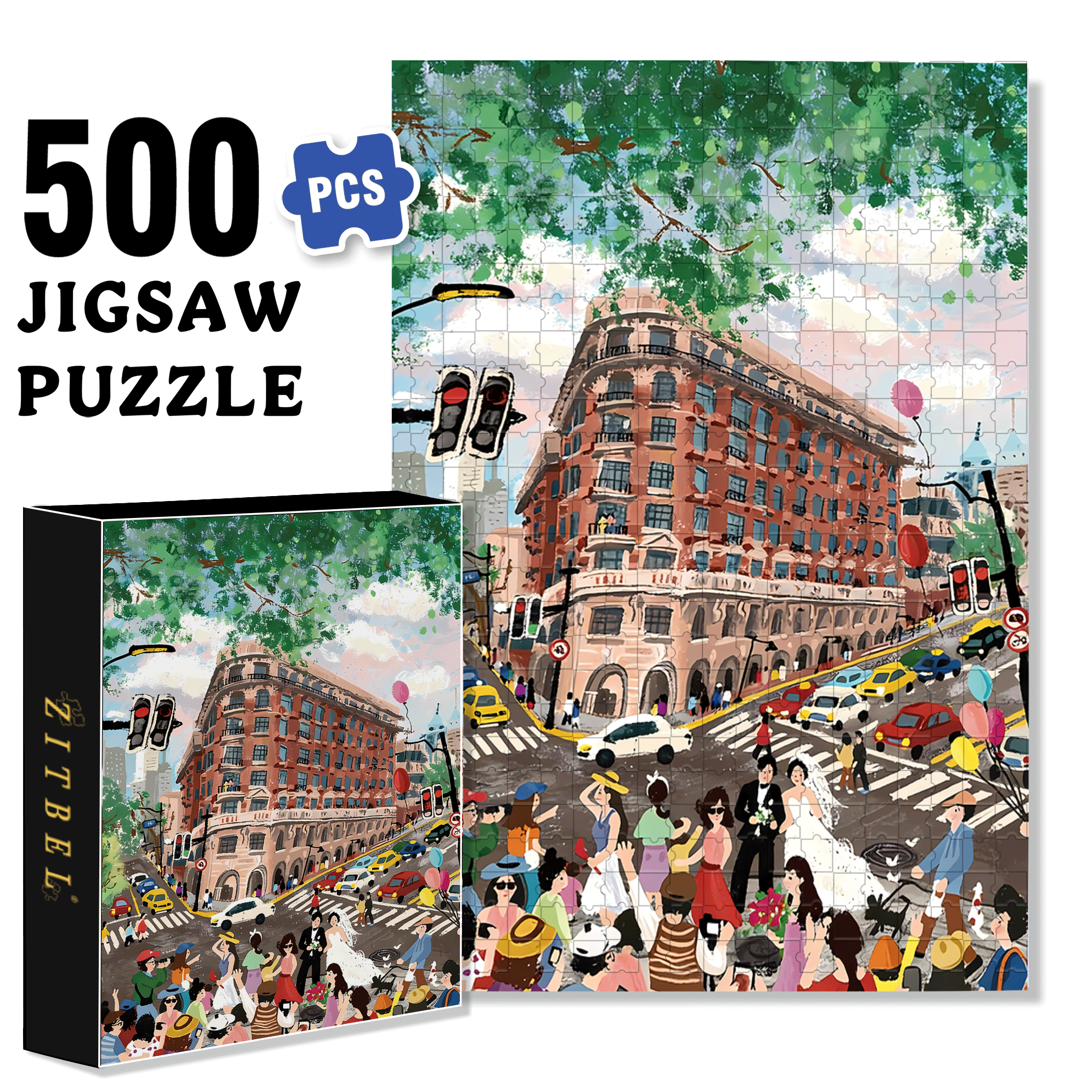 Wukang Building 500pcs/1000pcs Jigsaw Puzzle, Scratch-Resistant, Interactive Family Game & Brain-Boosting DIY Decor, Perfect for Halloween, Christmas & New Year Gifts, Family Puzzle Game