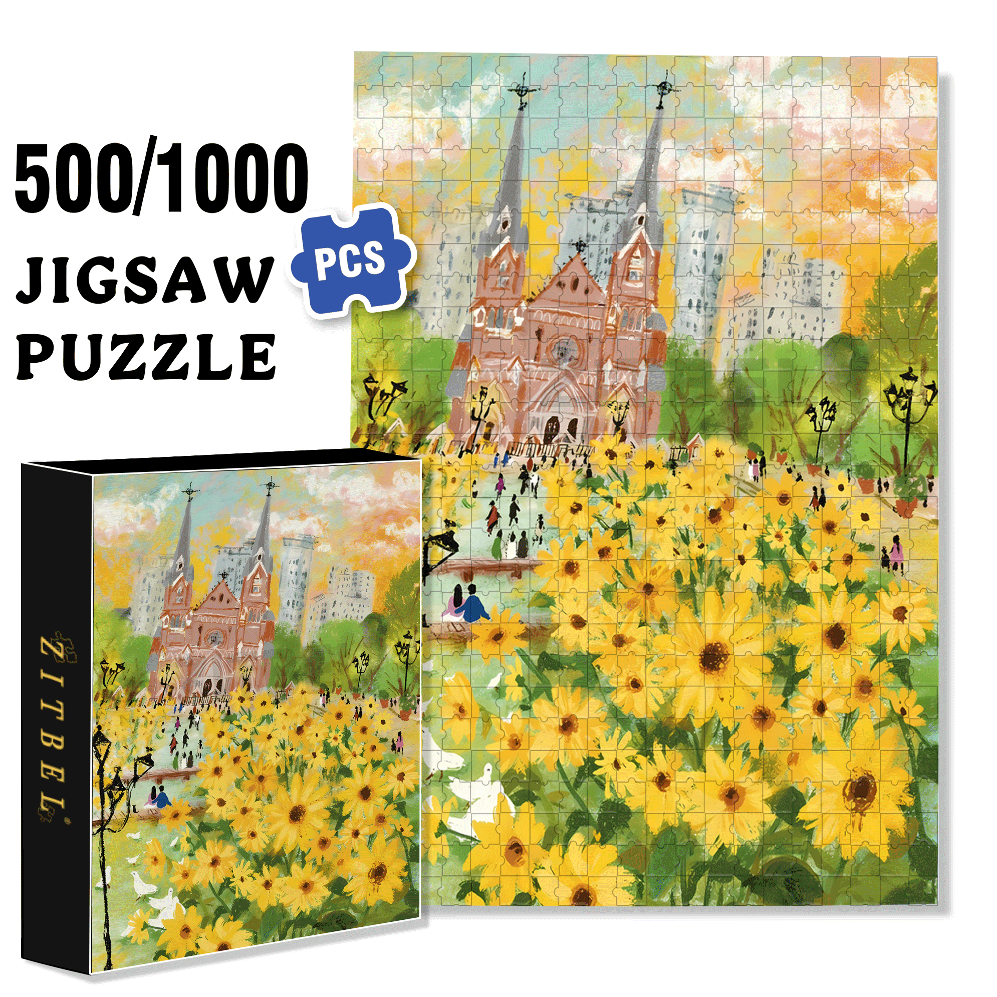 Xujiahui Church 500pcs/1000pcs Jigsaw Puzzle, Scratch-Resistant, Interactive Family Game & Brain-Boosting DIY Decor, Perfect for Halloween, Christmas & New Year Gifts, Family Puzzle Game