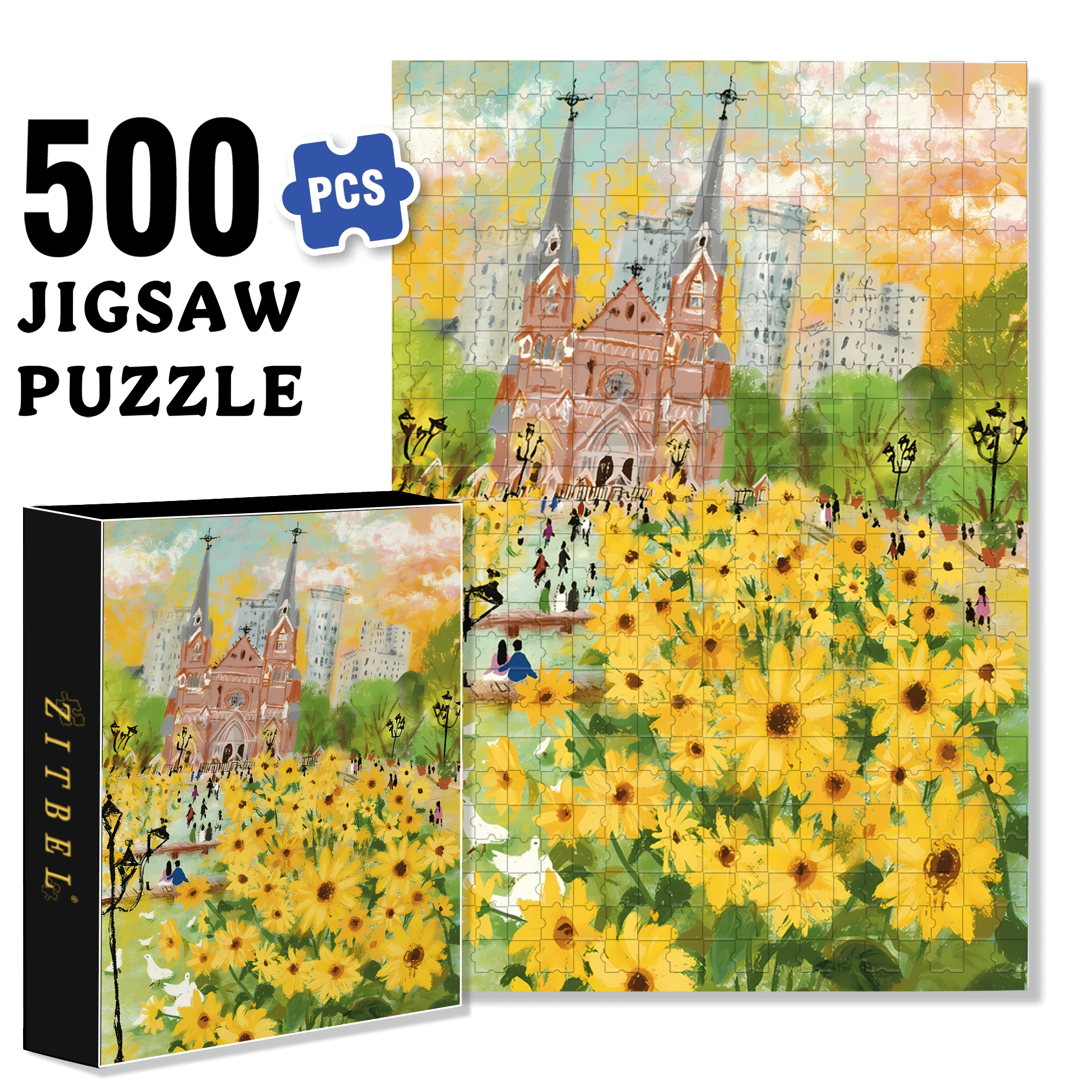 Xujiahui Church 500pcs/1000pcs Jigsaw Puzzle, Scratch-Resistant, Interactive Family Game & Brain-Boosting DIY Decor, Perfect for Halloween, Christmas & New Year Gifts, Family Puzzle Game