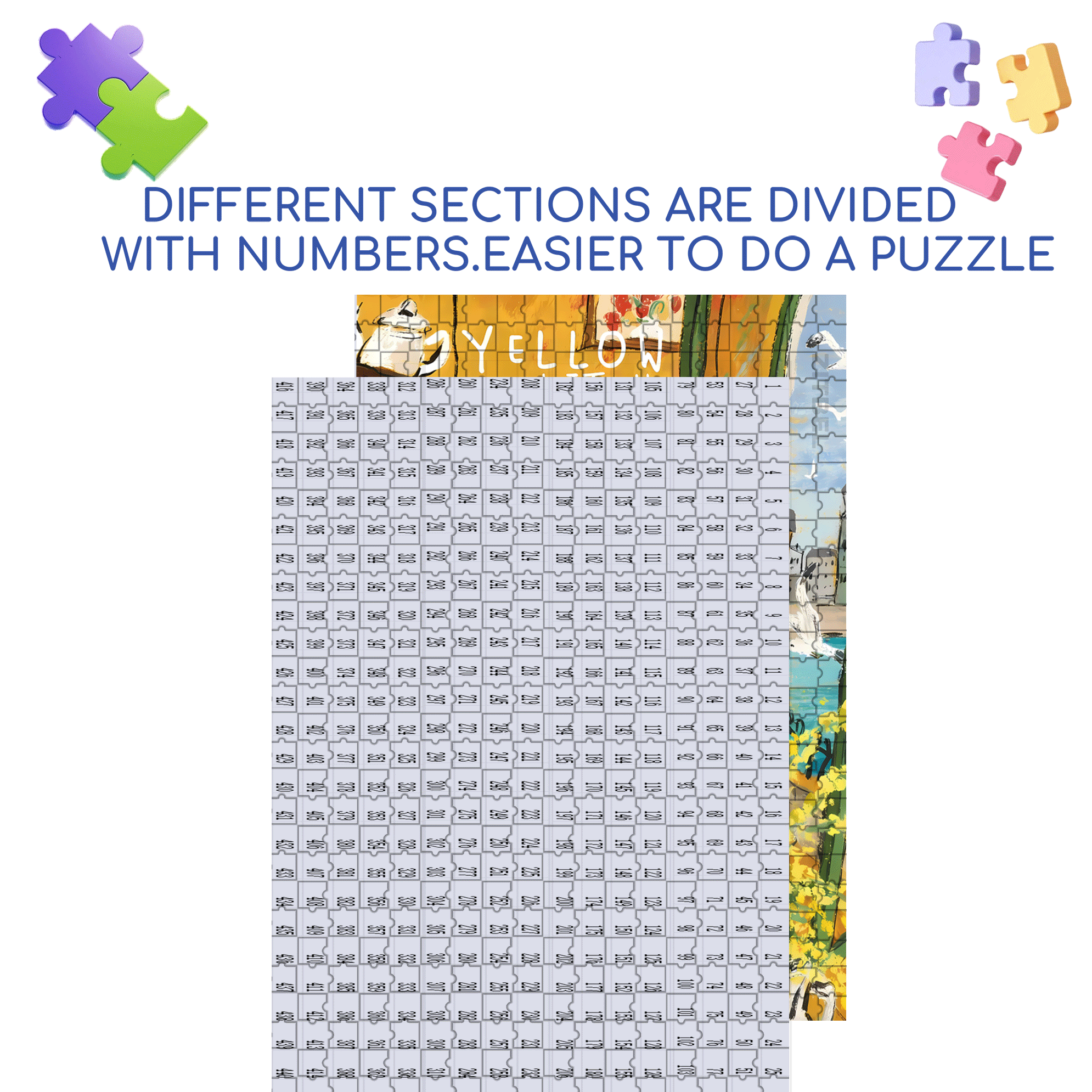 Yellow Kitchen 500pcs/1000pcs Jigsaw Puzzle, Scratch-Resistant, Interactive Family Game & Brain-Boosting DIY Decor, Perfect for Halloween, Christmas & New Year Gifts, Family Puzzle Game