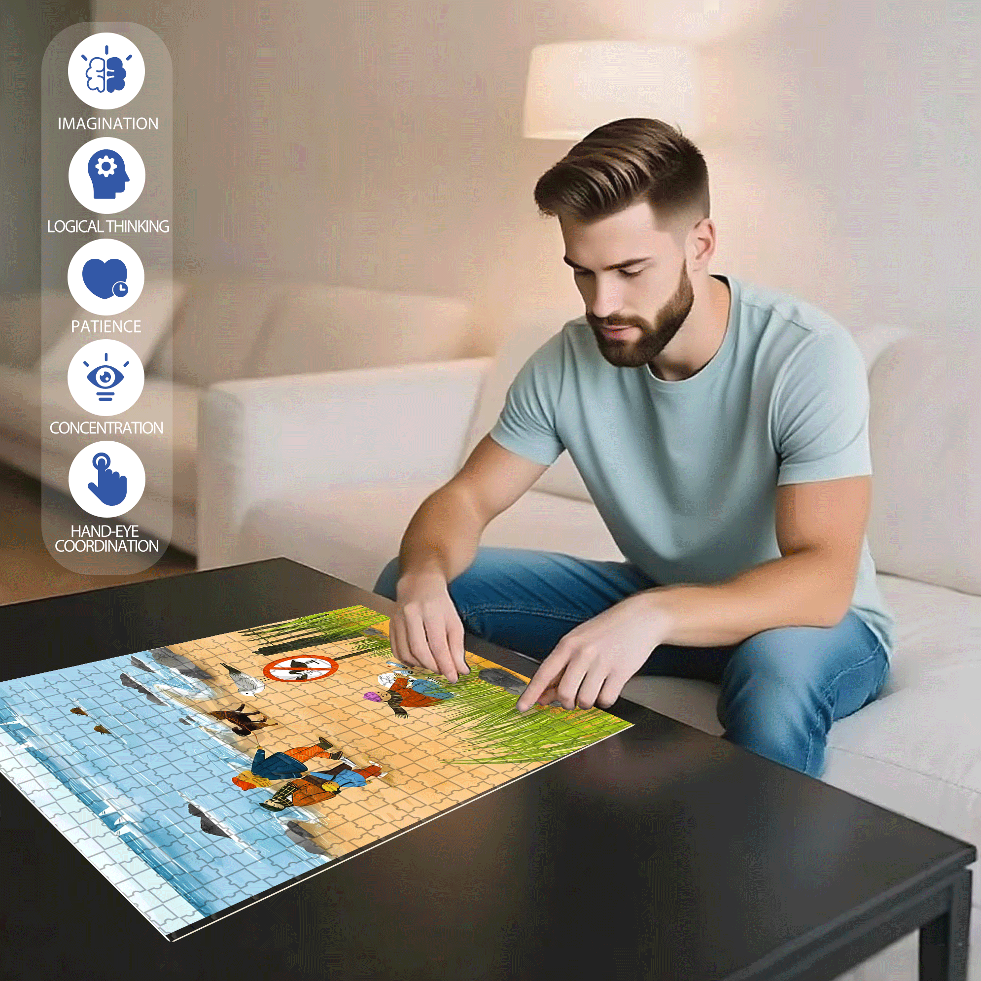 A Great Weekend Destination 10 500pcs/1000pcs Jigsaw Puzzle, Scratch-Resistant, Interactive Family Game & Brain-Boosting DIY Decor, Perfect for Halloween, Christmas & New Year Gifts, Family Puzzle Game