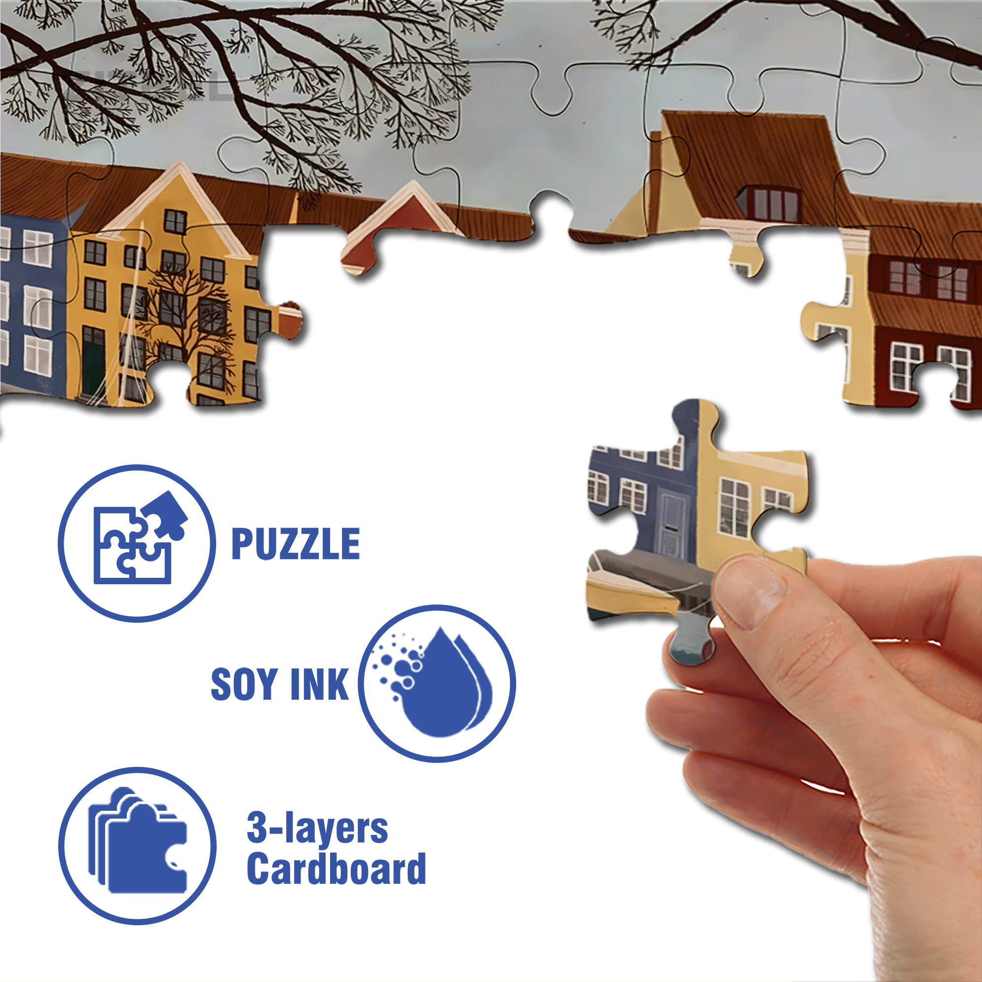 A Great Weekend Destination 3 500pcs/1000pcs Jigsaw Puzzle, Scratch-Resistant, Interactive Family Game & Brain-Boosting DIY Decor, Perfect for Halloween, Christmas & New Year Gifts, Family Puzzle Game