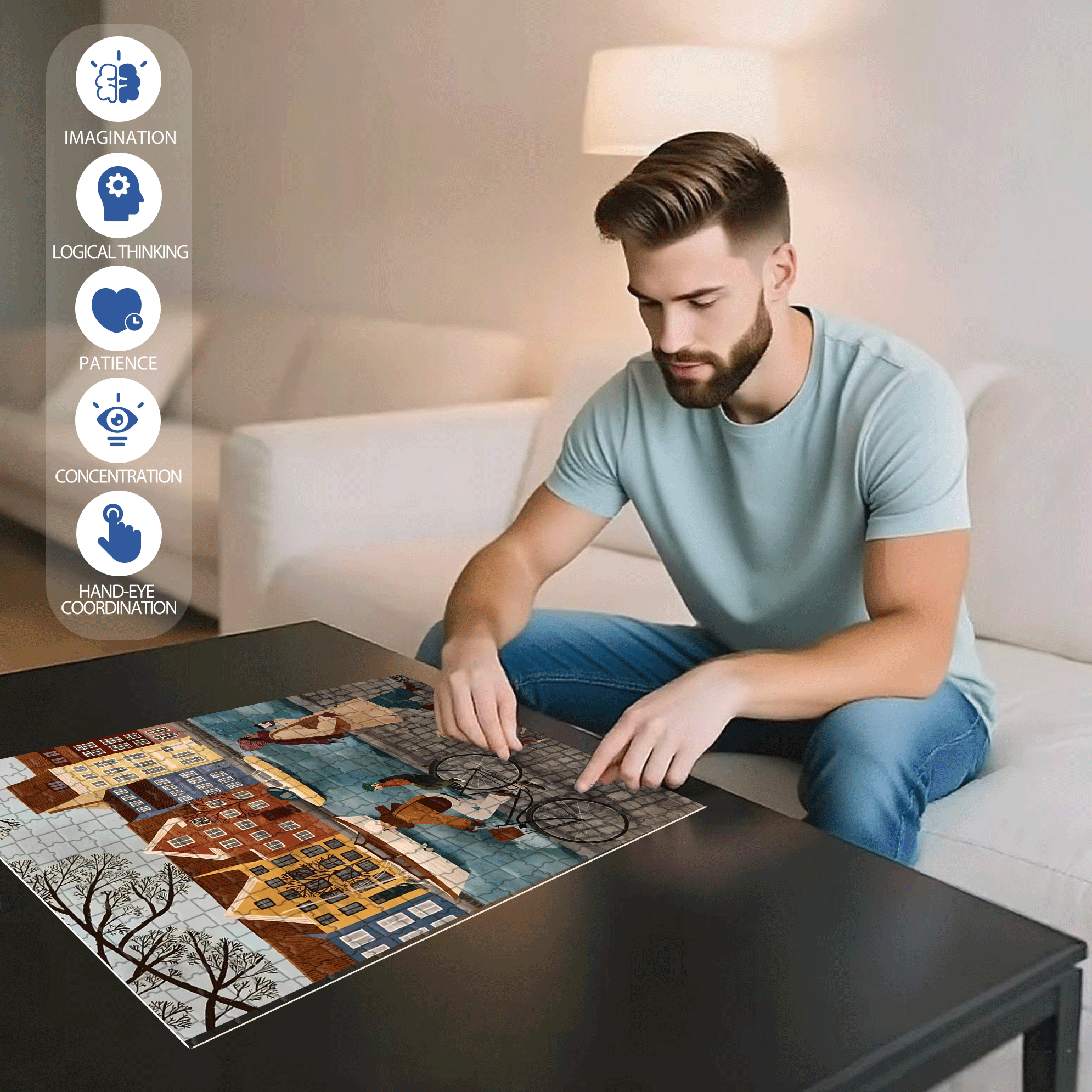 A Great Weekend Destination 3 500pcs/1000pcs Jigsaw Puzzle, Scratch-Resistant, Interactive Family Game & Brain-Boosting DIY Decor, Perfect for Halloween, Christmas & New Year Gifts, Family Puzzle Game