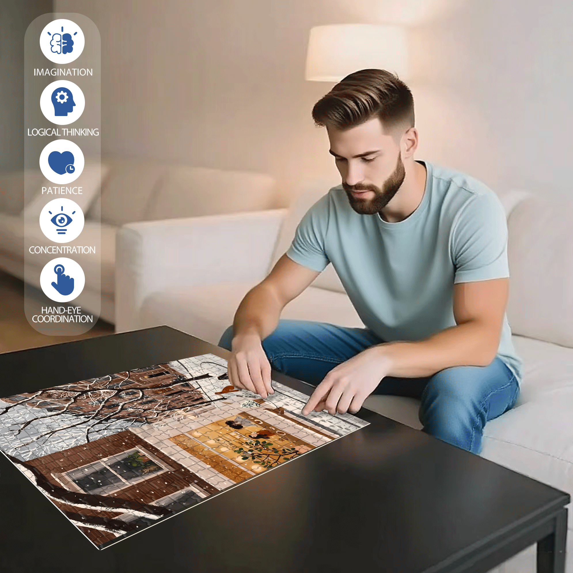 A Great Weekend Destination 4 500pcs/1000pcs Jigsaw Puzzle, Scratch-Resistant, Interactive Family Game & Brain-Boosting DIY Decor, Perfect for Halloween, Christmas & New Year Gifts, Family Puzzle Game