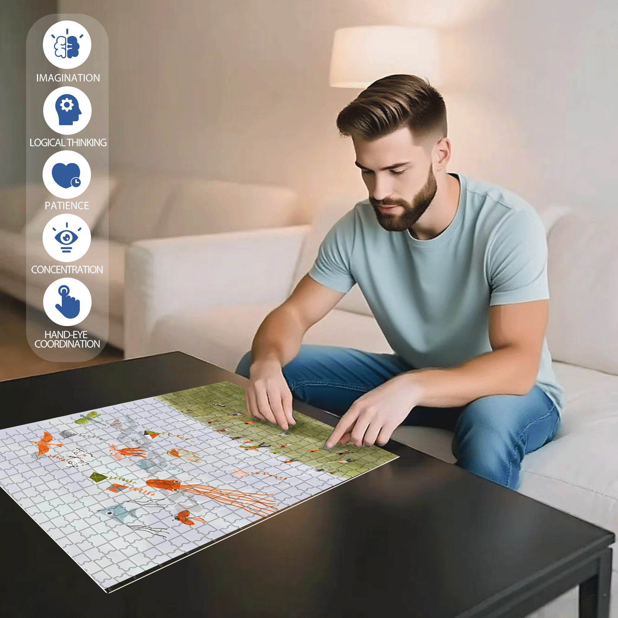 A Great Weekend Destination 7 500pcs/1000pcs Jigsaw Puzzle, Scratch-Resistant, Interactive Family Game & Brain-Boosting DIY Decor, Perfect for Halloween, Christmas & New Year Gifts, Family Puzzle Game