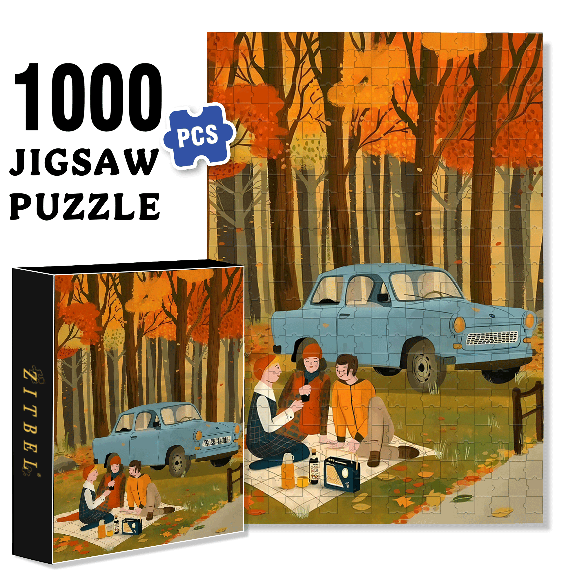 A Great Weekend Destination 9 500pcs/1000pcs Jigsaw Puzzle, Scratch-Resistant, Interactive Family Game & Brain-Boosting DIY Decor, Perfect for Halloween, Christmas & New Year Gifts, Family Puzzle Game