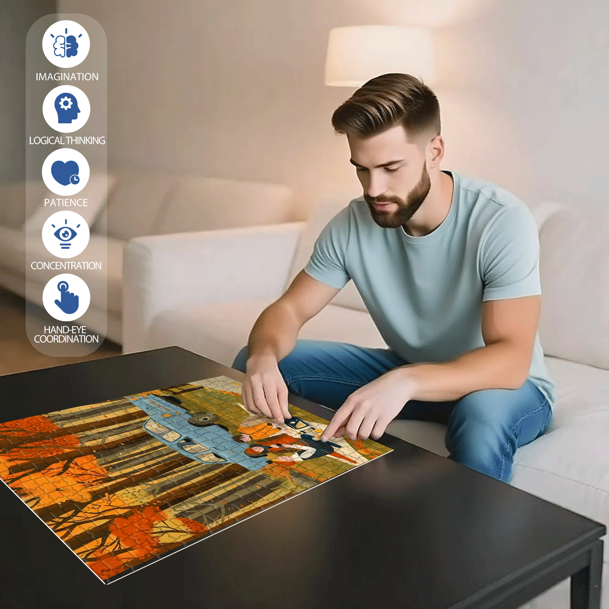 A Great Weekend Destination 9 500pcs/1000pcs Jigsaw Puzzle, Scratch-Resistant, Interactive Family Game & Brain-Boosting DIY Decor, Perfect for Halloween, Christmas & New Year Gifts, Family Puzzle Game