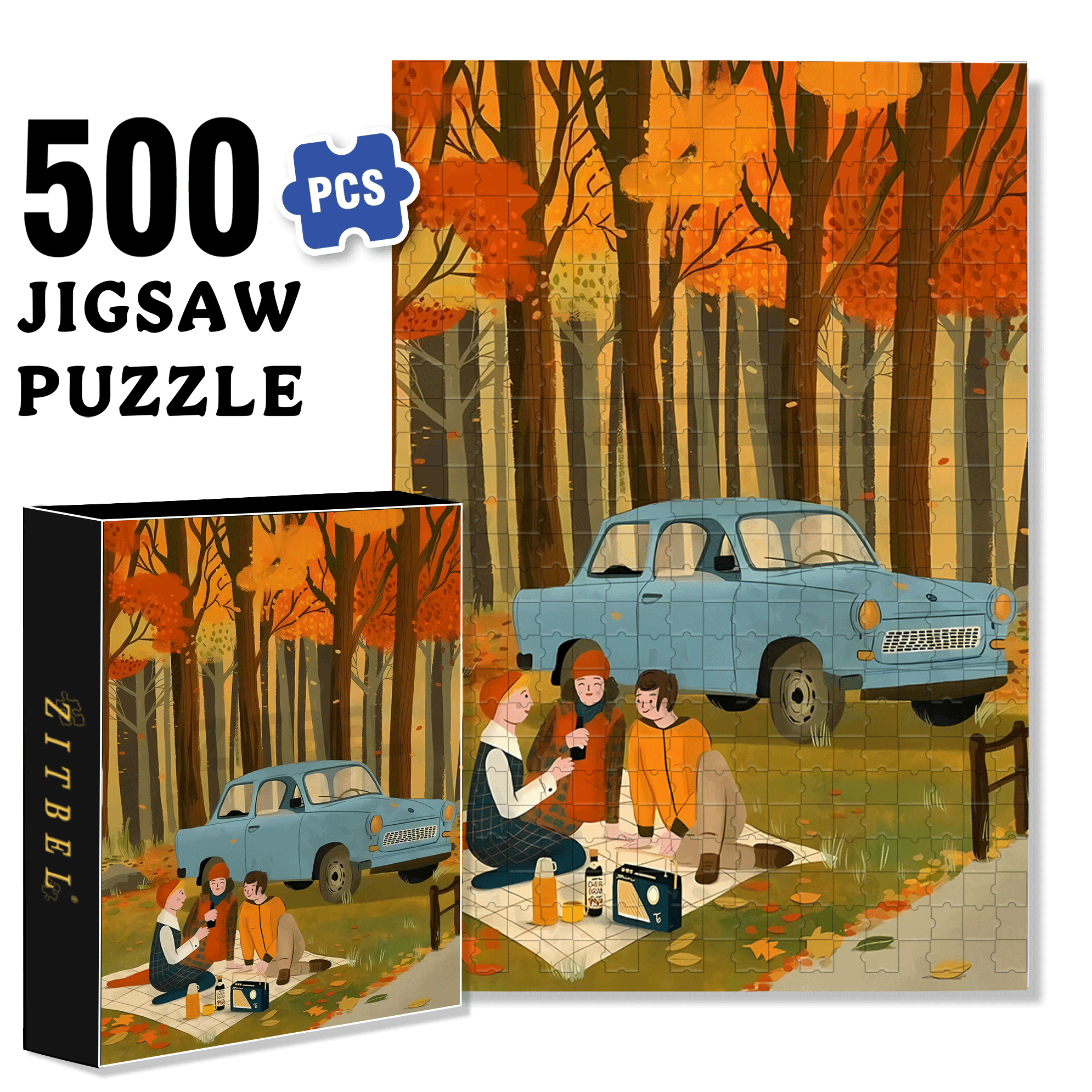A Great Weekend Destination 9 500pcs/1000pcs Jigsaw Puzzle, Scratch-Resistant, Interactive Family Game & Brain-Boosting DIY Decor, Perfect for Halloween, Christmas & New Year Gifts, Family Puzzle Game