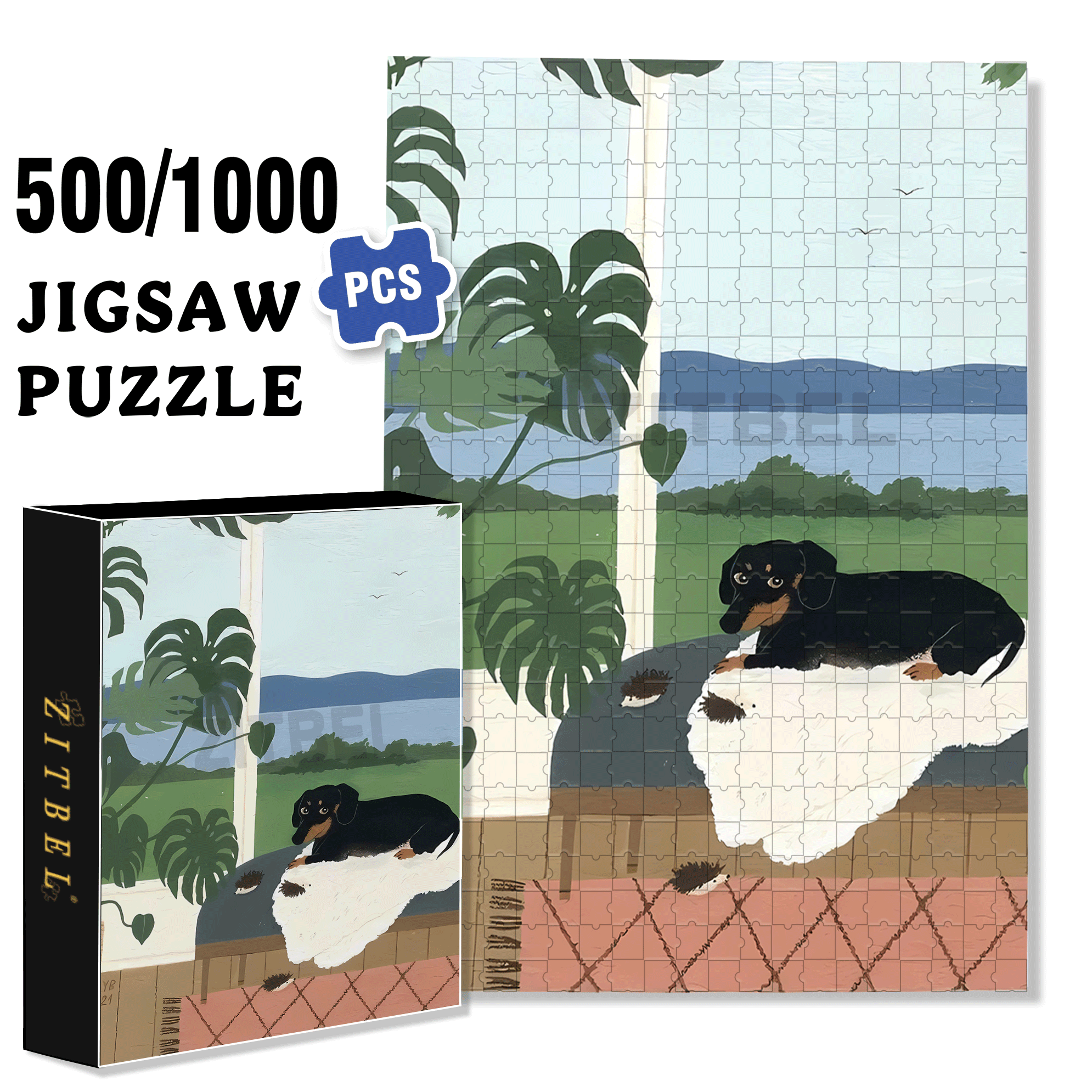 Animal Friends 12 500pcs/1000pcs Jigsaw Puzzle, Scratch-Resistant, Interactive Family Game & Brain-Boosting DIY Decor, Perfect for Halloween, Christmas & New Year Gifts, Family Puzzle Game