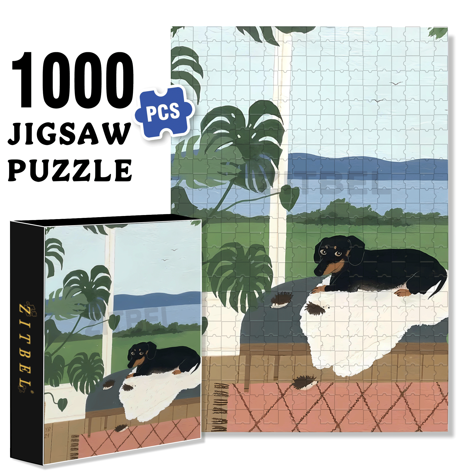 Animal Friends 12 500pcs/1000pcs Jigsaw Puzzle, Scratch-Resistant, Interactive Family Game & Brain-Boosting DIY Decor, Perfect for Halloween, Christmas & New Year Gifts, Family Puzzle Game