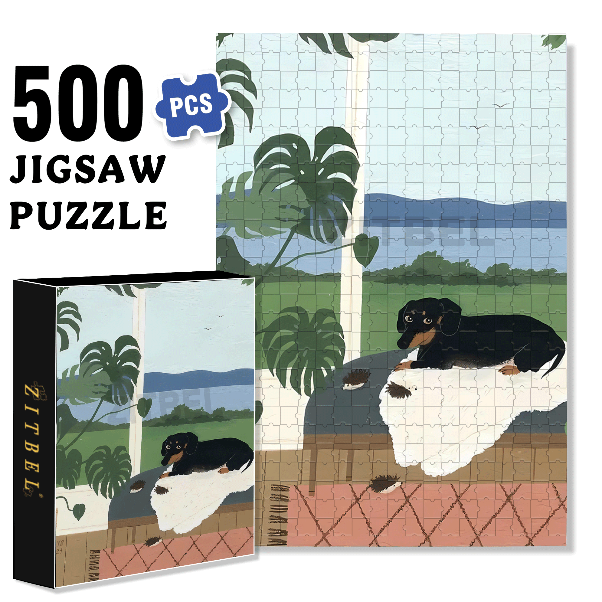 Animal Friends 12 500pcs/1000pcs Jigsaw Puzzle, Scratch-Resistant, Interactive Family Game & Brain-Boosting DIY Decor, Perfect for Halloween, Christmas & New Year Gifts, Family Puzzle Game