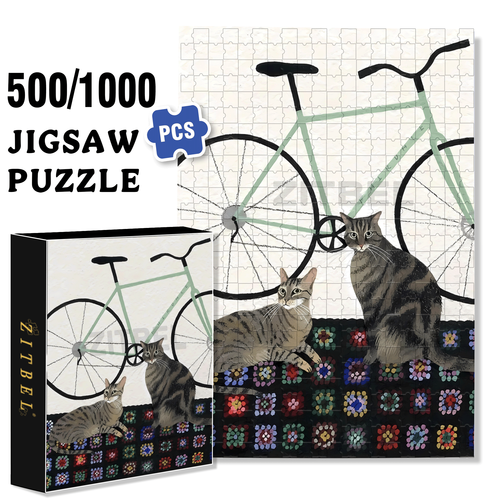 Animal Friends 13 500pcs/1000pcs Jigsaw Puzzle, Scratch-Resistant, Interactive Family Game & Brain-Boosting DIY Decor, Perfect for Halloween, Christmas & New Year Gifts, Family Puzzle Game