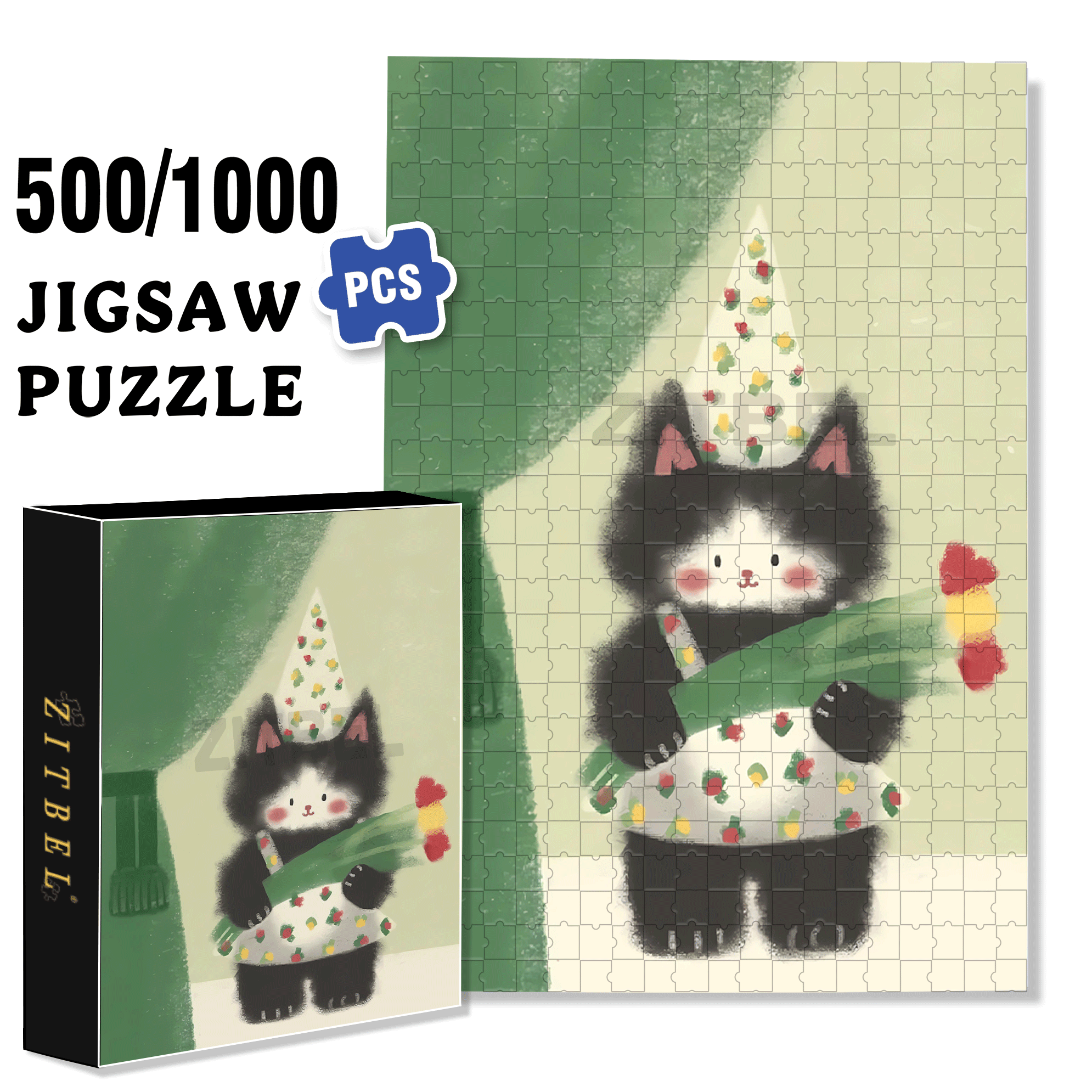 Animal Friends 2 500pcs/1000pcs Jigsaw Puzzle, Scratch-Resistant, Interactive Family Game & Brain-Boosting DIY Decor, Perfect for Halloween, Christmas & New Year Gifts, Family Puzzle Game