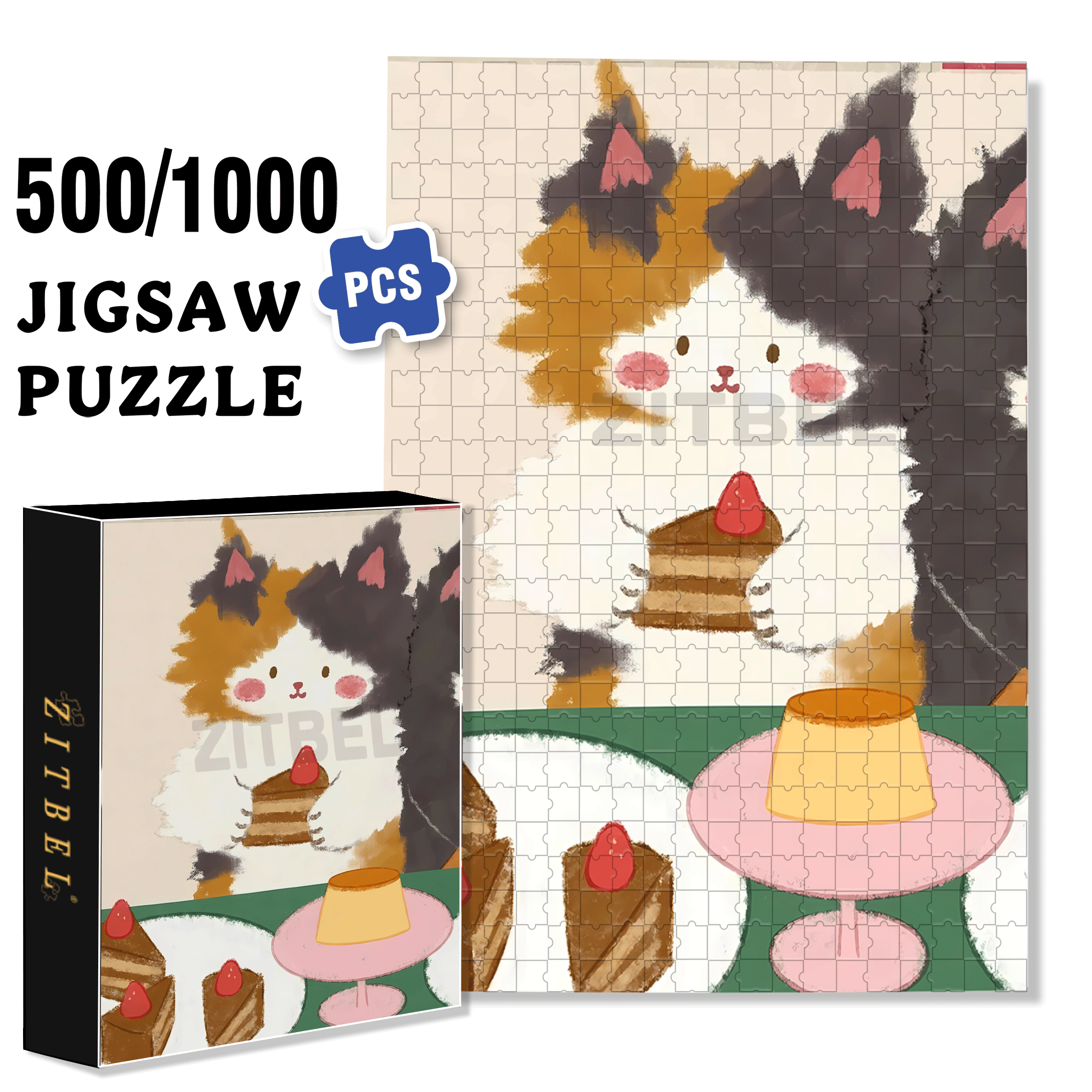 Animal Friends 3 500pcs/1000pcs Jigsaw Puzzle, Scratch-Resistant, Interactive Family Game & Brain-Boosting DIY Decor, Perfect for Halloween, Christmas & New Year Gifts, Family Puzzle Game