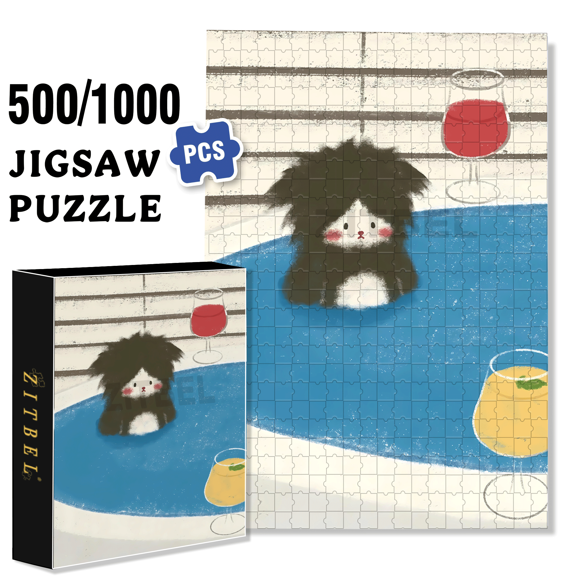 Animal Friends 4 500pcs/1000pcs Jigsaw Puzzle, Scratch-Resistant, Interactive Family Game & Brain-Boosting DIY Decor, Perfect for Halloween, Christmas & New Year Gifts, Family Puzzle Game