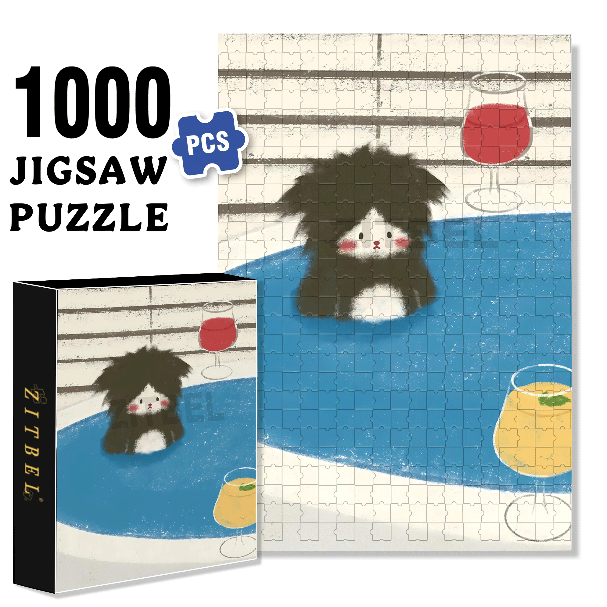 Animal Friends 4 500pcs/1000pcs Jigsaw Puzzle, Scratch-Resistant, Interactive Family Game & Brain-Boosting DIY Decor, Perfect for Halloween, Christmas & New Year Gifts, Family Puzzle Game