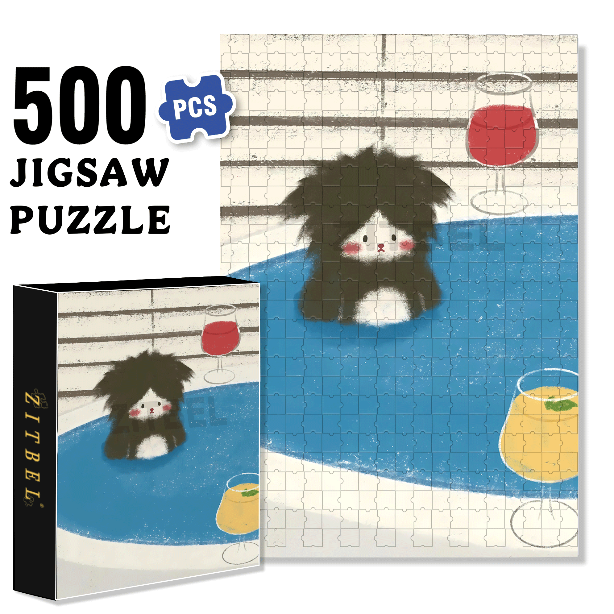 Animal Friends 4 500pcs/1000pcs Jigsaw Puzzle, Scratch-Resistant, Interactive Family Game & Brain-Boosting DIY Decor, Perfect for Halloween, Christmas & New Year Gifts, Family Puzzle Game