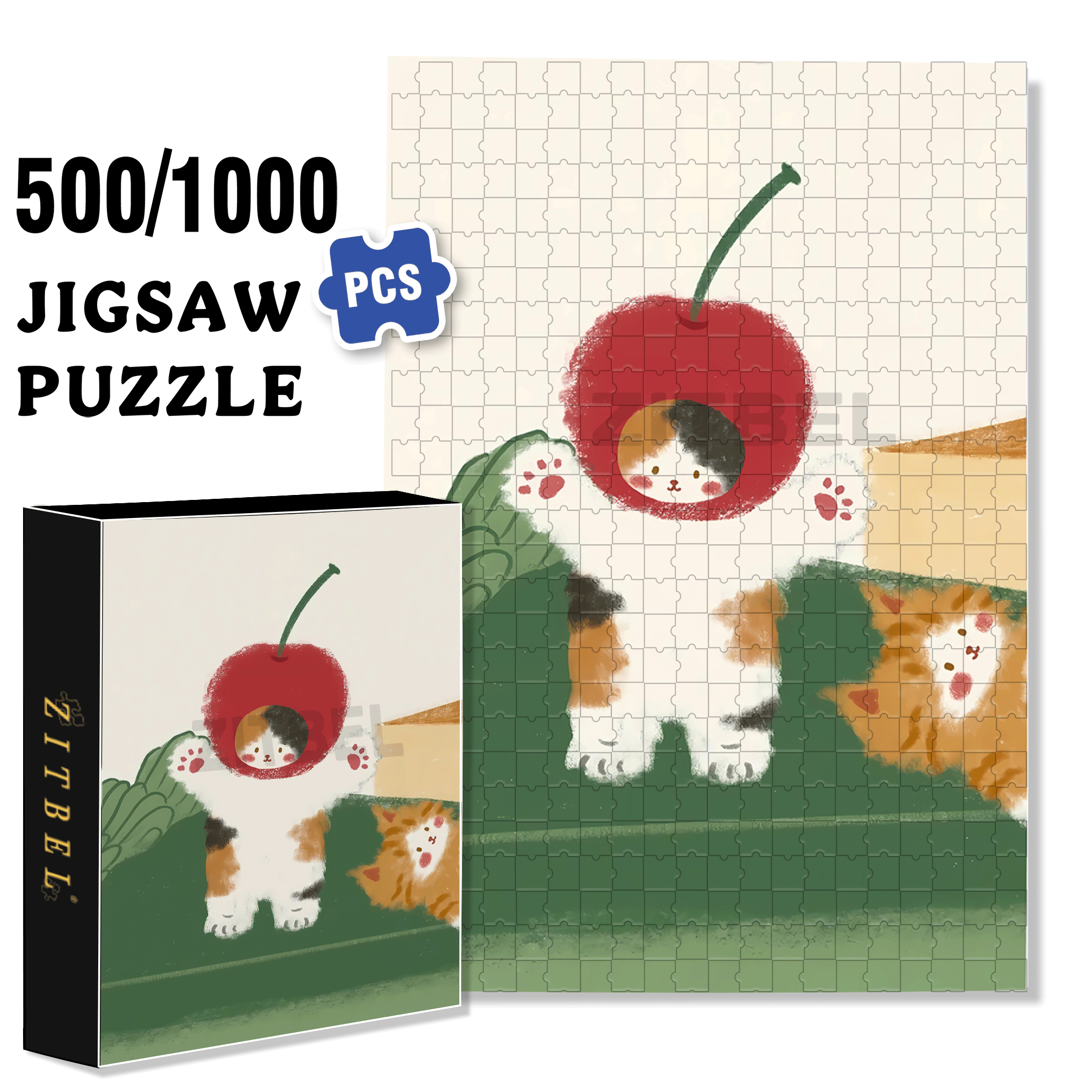 Animal Friends 5 500pcs/1000pcs Jigsaw Puzzle, Scratch-Resistant, Interactive Family Game & Brain-Boosting DIY Decor, Perfect for Halloween, Christmas & New Year Gifts, Family Puzzle Game