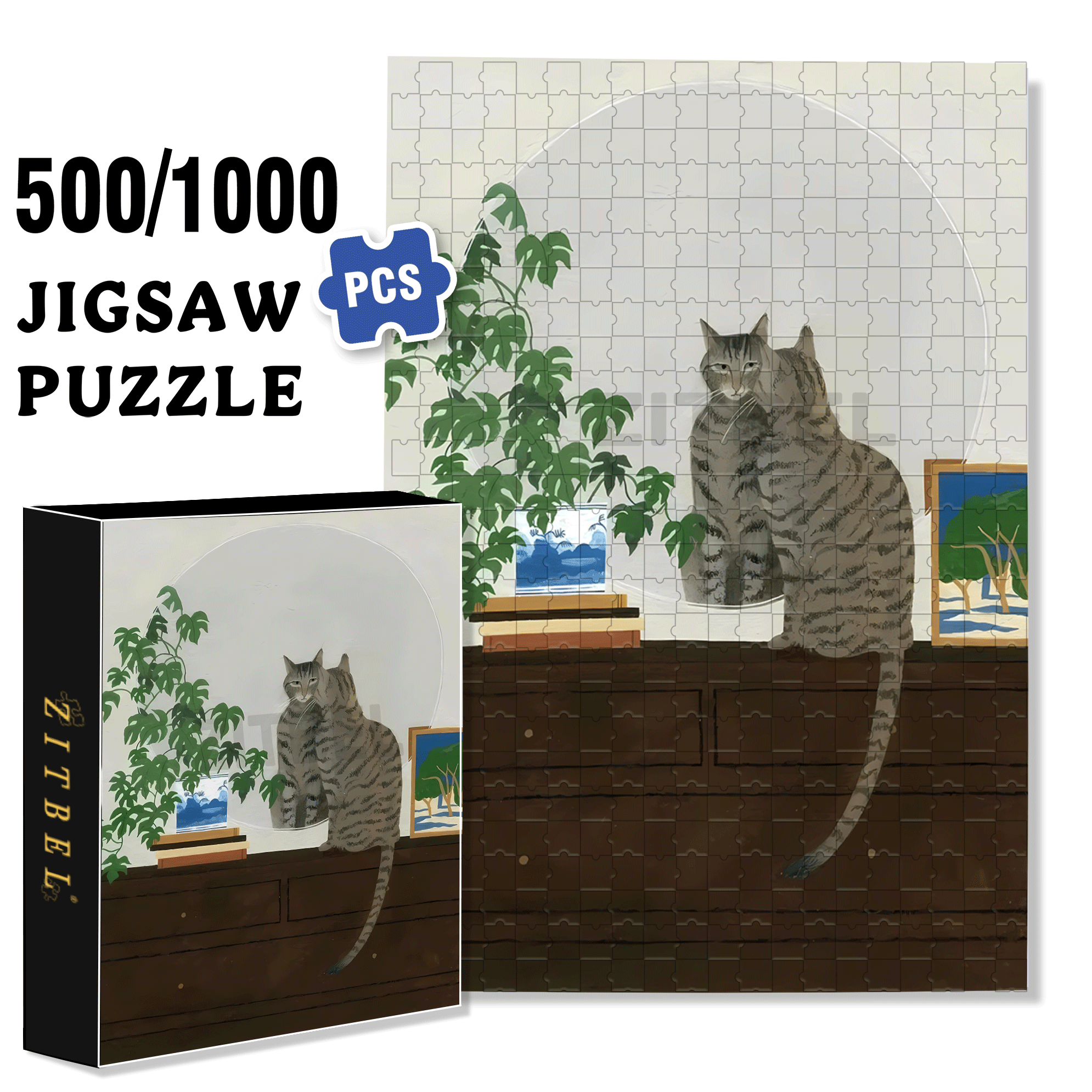 Animal Friends 7 500pcs/1000pcs Jigsaw Puzzle, Scratch-Resistant, Interactive Family Game & Brain-Boosting DIY Decor, Perfect for Halloween, Christmas & New Year Gifts, Family Puzzle Game