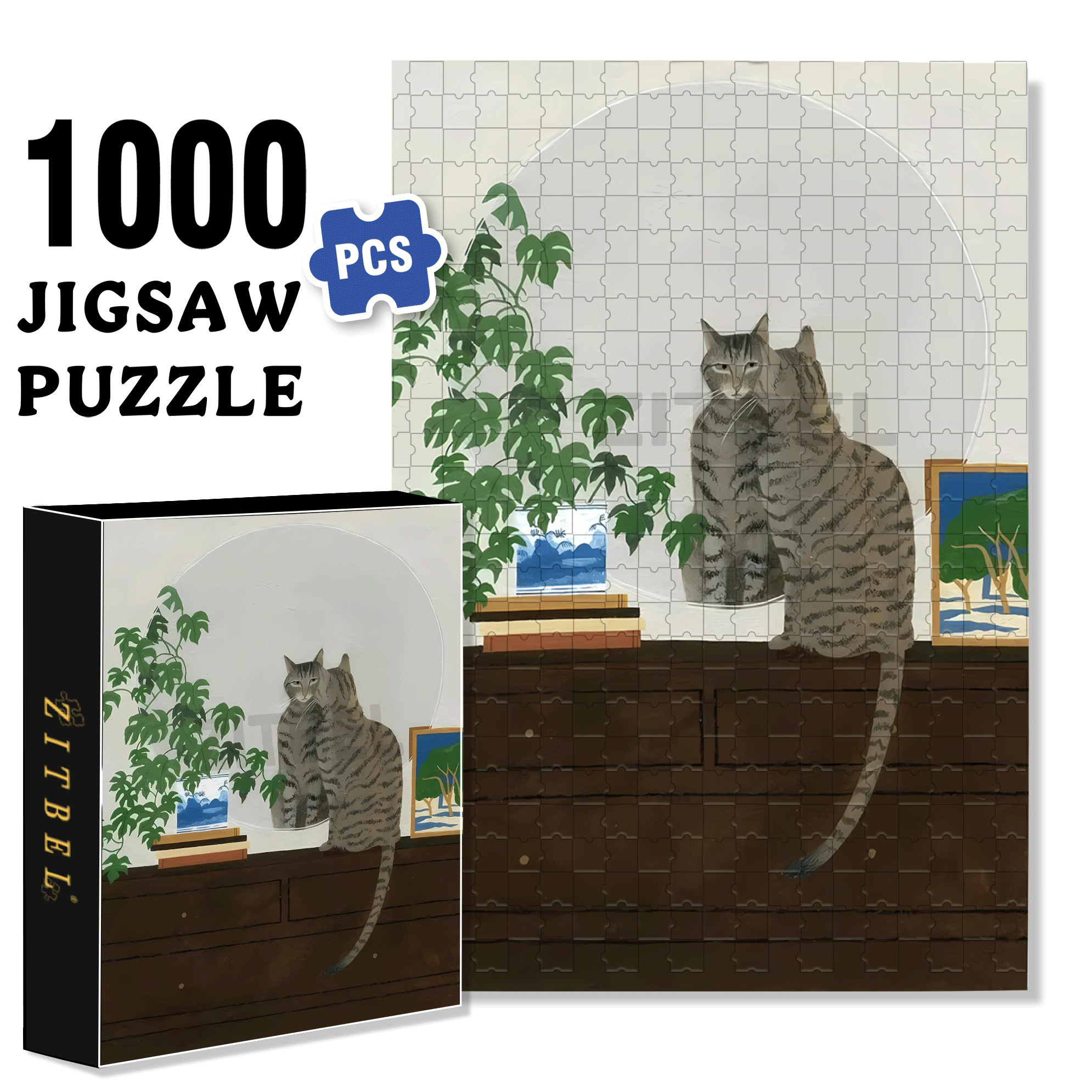 Animal Friends 7 500pcs/1000pcs Jigsaw Puzzle, Scratch-Resistant, Interactive Family Game & Brain-Boosting DIY Decor, Perfect for Halloween, Christmas & New Year Gifts, Family Puzzle Game