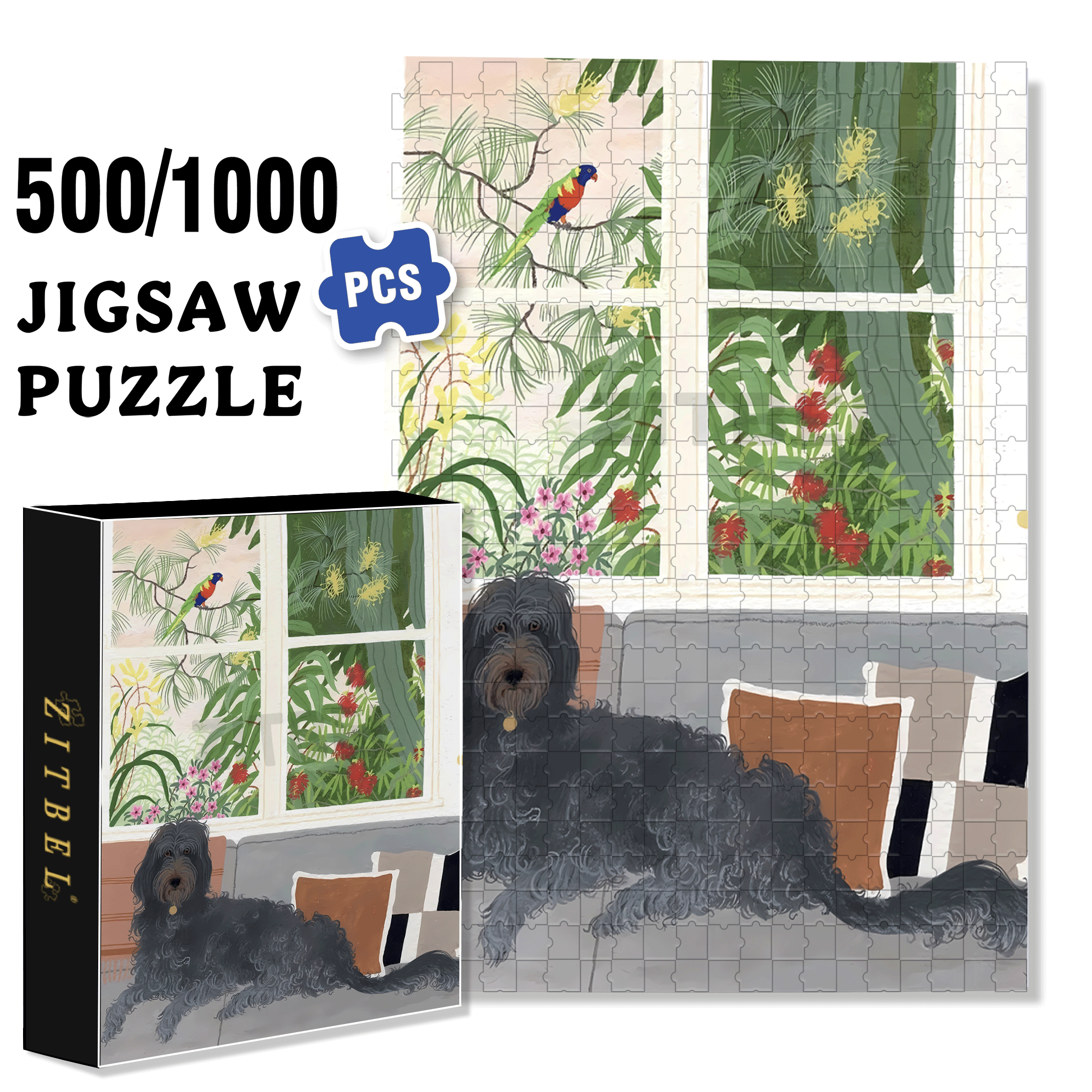 Animal Friends 8 500pcs/1000pcs Jigsaw Puzzle, Scratch-Resistant, Interactive Family Game & Brain-Boosting DIY Decor, Perfect for Halloween, Christmas & New Year Gifts, Family Puzzle Game