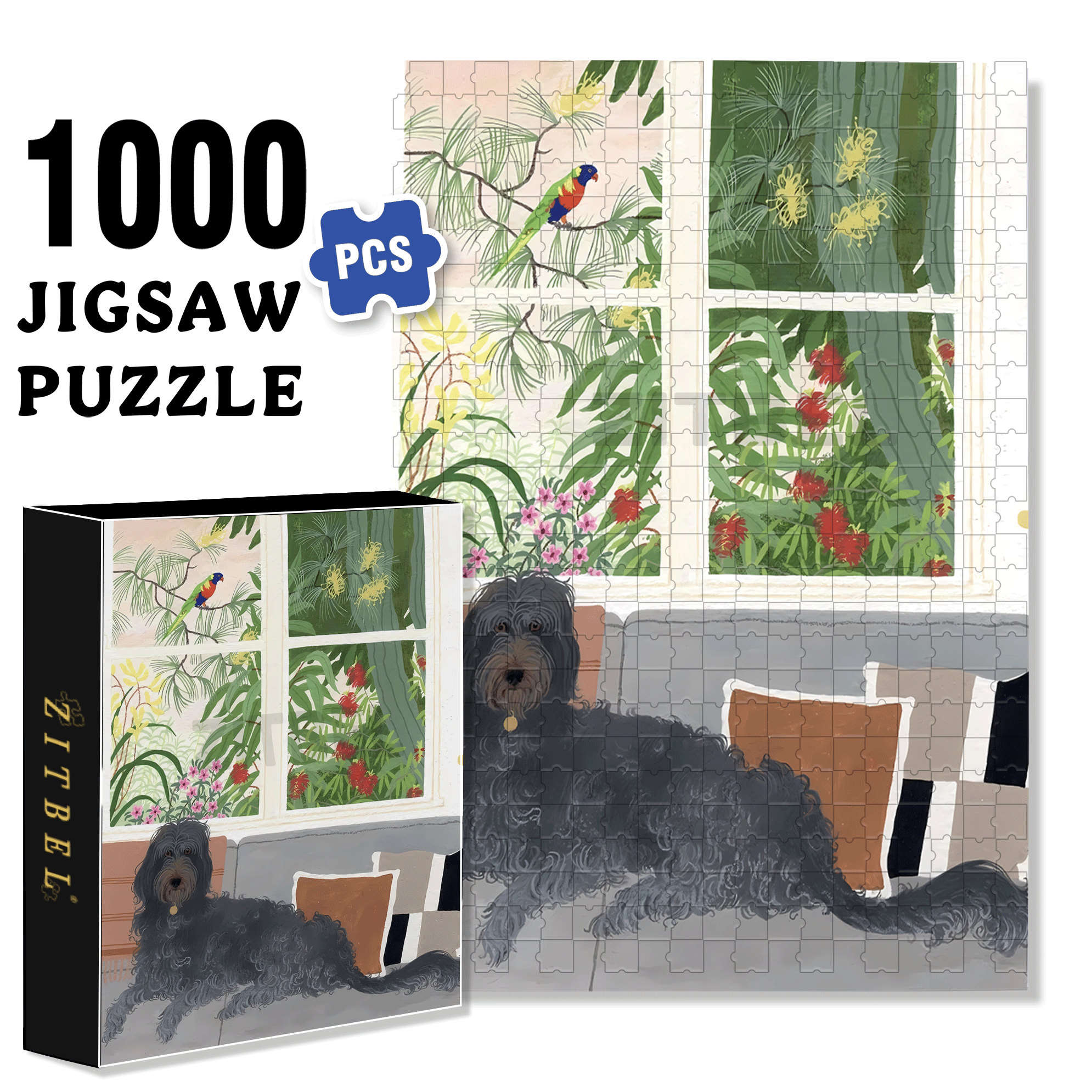 Animal Friends 8 500pcs/1000pcs Jigsaw Puzzle, Scratch-Resistant, Interactive Family Game & Brain-Boosting DIY Decor, Perfect for Halloween, Christmas & New Year Gifts, Family Puzzle Game